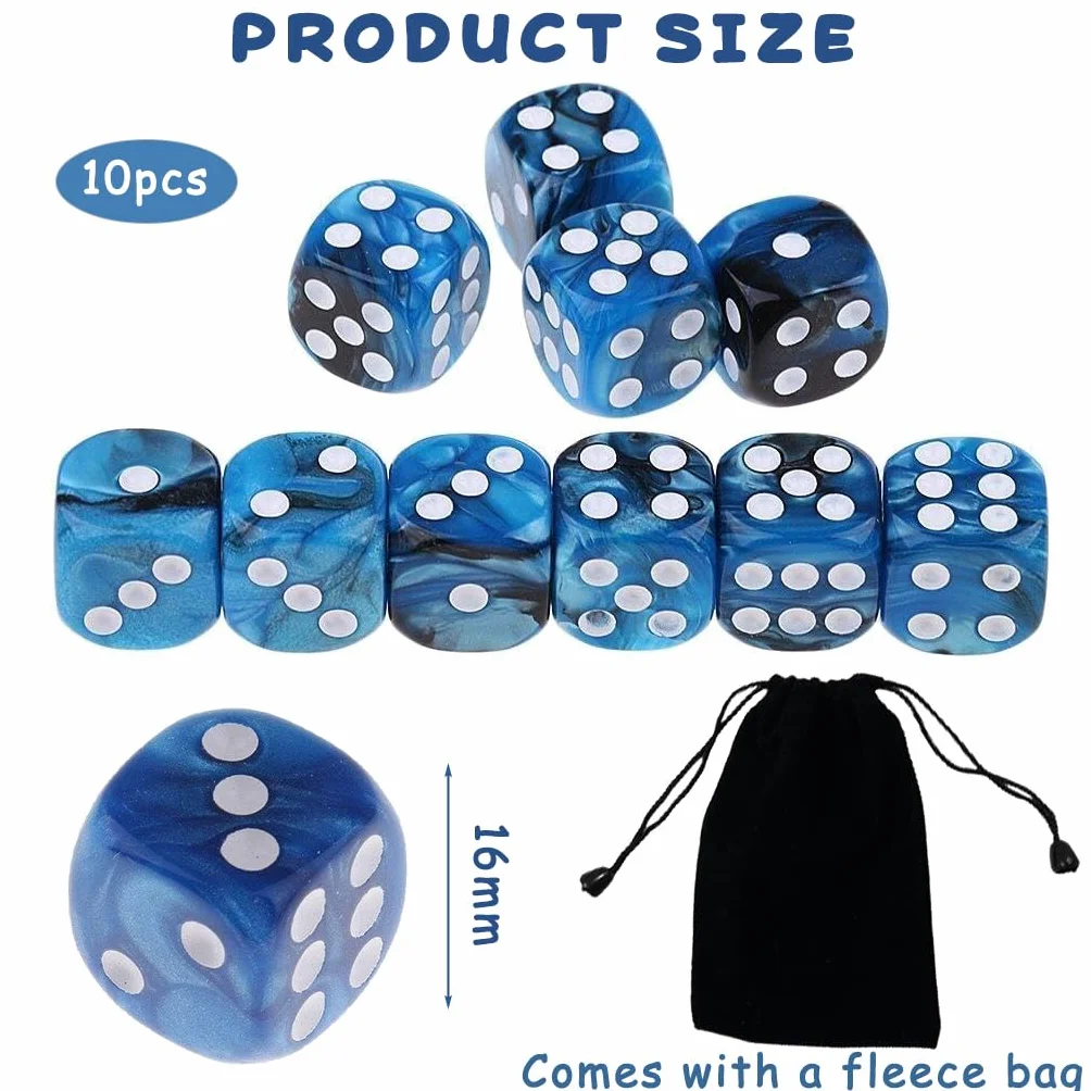 10 Pcs Dados rol, Dados D6, Dados De rol, Dados DND, para Juegos De Mesa, Par A Juegos De Mesa DND RPG