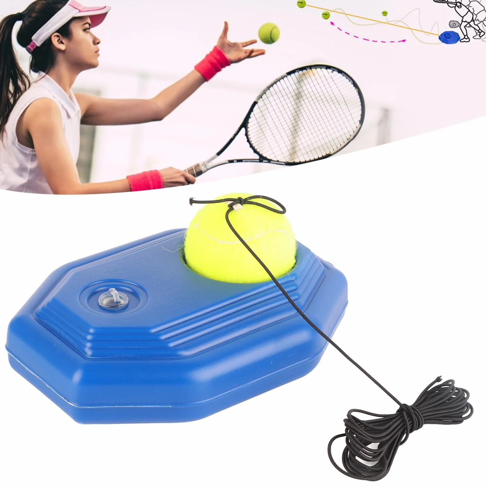 Srliya Juego de Entrenador de Tenis con Cuerda Elástica para Práctica Individual