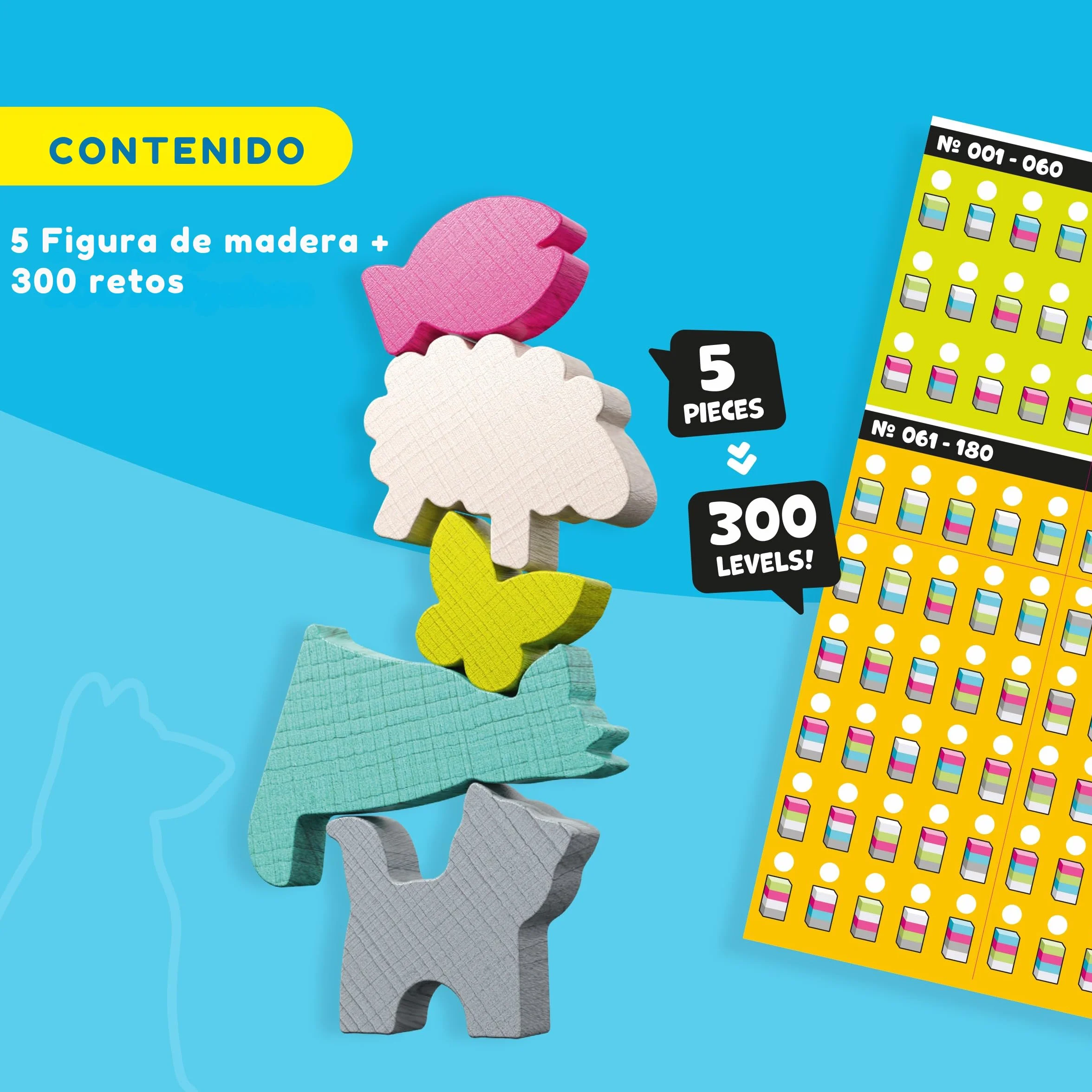 HABA 2013867001 - Stacking Challenge Animals, Juego Infantil con retos de apilar, Solitario, de Viaje. Más 6 años