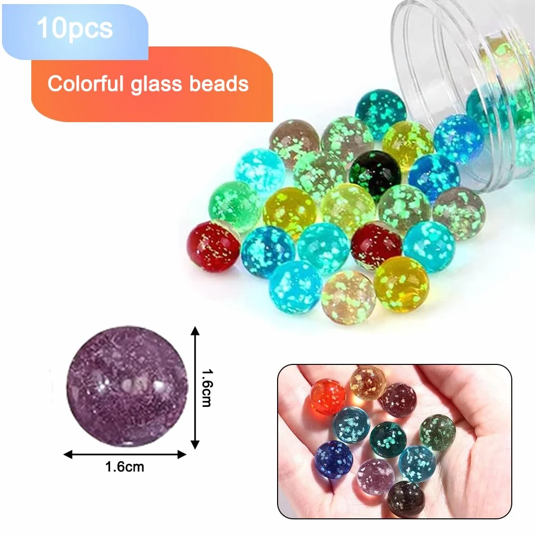 Canicas de cristal luminosas de 10 piezas con canicas coloridas moteadas para juegos de pista de bolas y proyectos de bricolaje