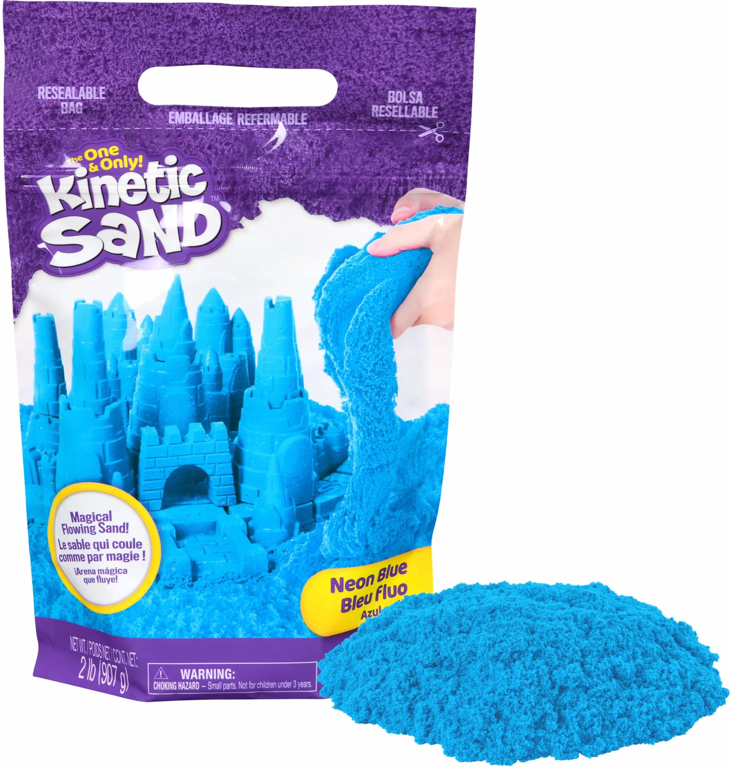 Kinetic Sand - 907 g de Arena Mágica Azul para Mezclar, Moldear y Crear - Kit Manualidades Niños - Juguetes Niños 3 Años + - Arena Kinetica