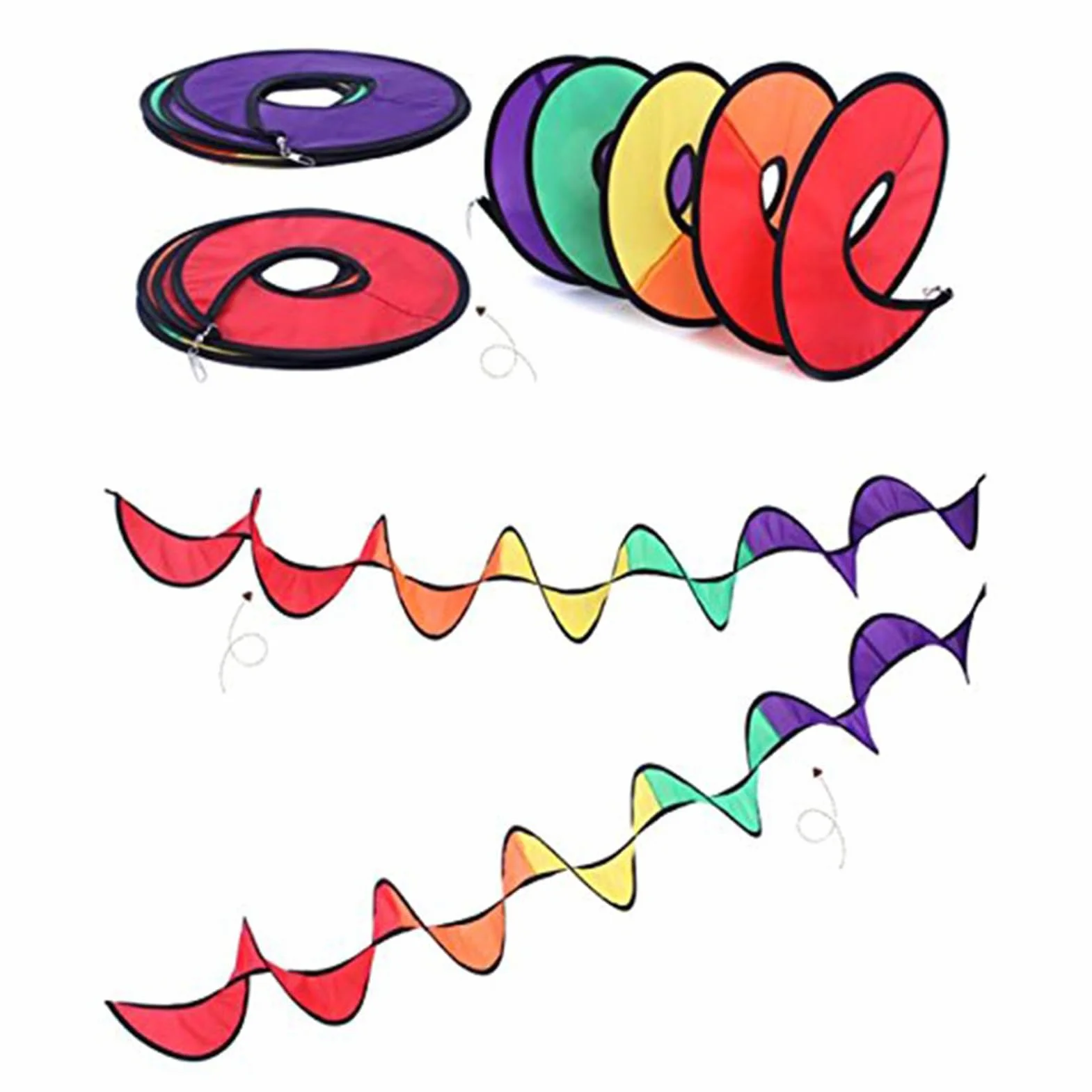 Molinillo de Viento Espiral | 4 Piezas Decoración de Jardín Molinete Arcoíris de Viento | Molinillo Espiral Colgable,para Terraza Porche Balcón Camping Bodas