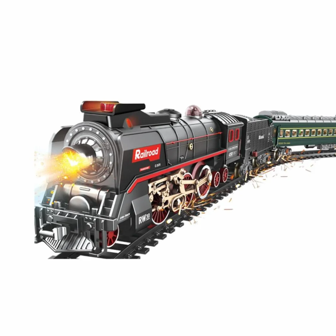 Juego de tren eléctrico de Navidad RC que puede correr, modelo de locomotoras con luces y efectos de sonido, gran regalo para los entusiastas del tren de vapor