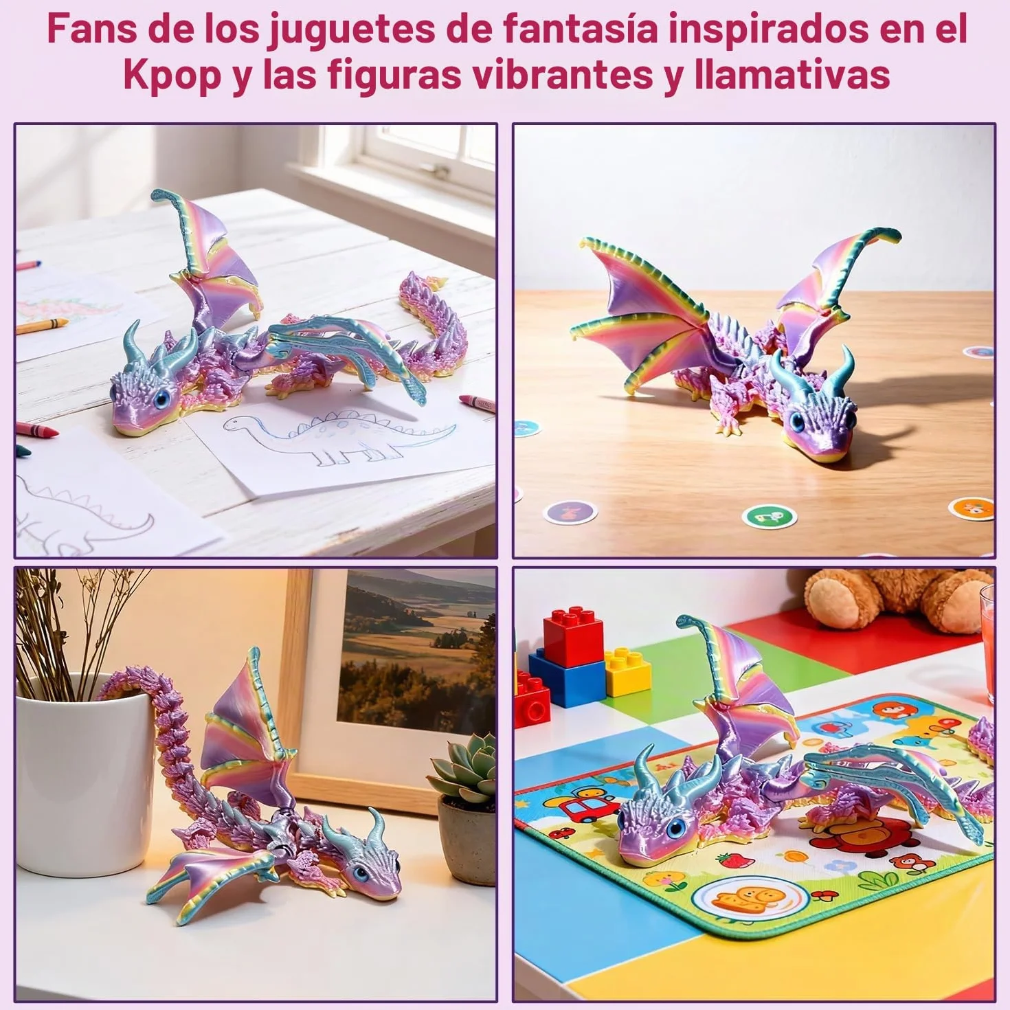 Dragón Articulado con Alas Impreso en 3D – Fidget spinner Flamewing, juguete de Cómo entrenar tu dragón, Dragon Juguete Flexible con Articulaciones Móviles, Decoración Hogar y Oficina, Regalo Navidad