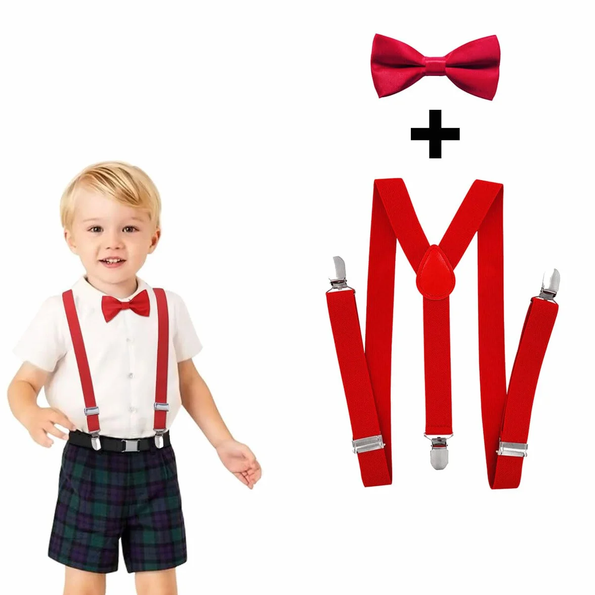 Tokaneit Suspenders Niños Pajarita Ajustables Clip On