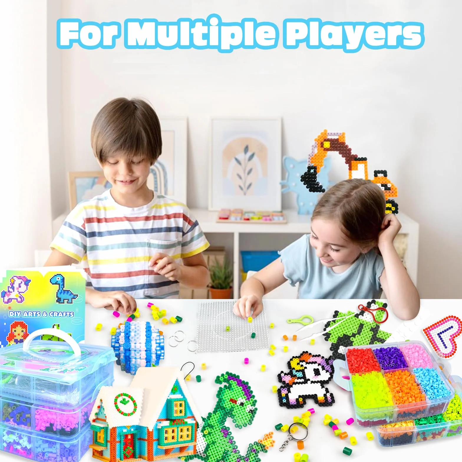Cuentas Para Planchar, 11000 Piezas Abalorios Fusibles de 20 Colores Set con Caja de Almacenamiento, Guía del Usuario, Diseño DIY de Joyas, Creativas y Manualidade, Para Niños Cumpleaños Navidad (5mm)