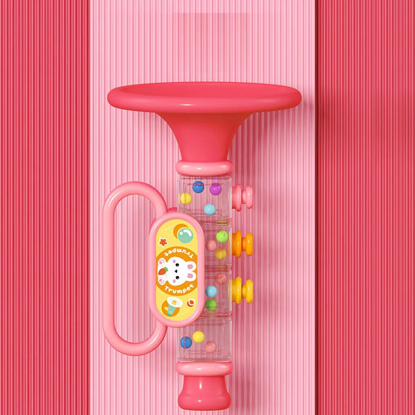 Hidyliu Juguete de Trompeta para bebé, Diseño de Dibujos Animados Adorable, Mini Trompeta Multifuncional para Educación Temprana, Material: ABS (Rosa)
