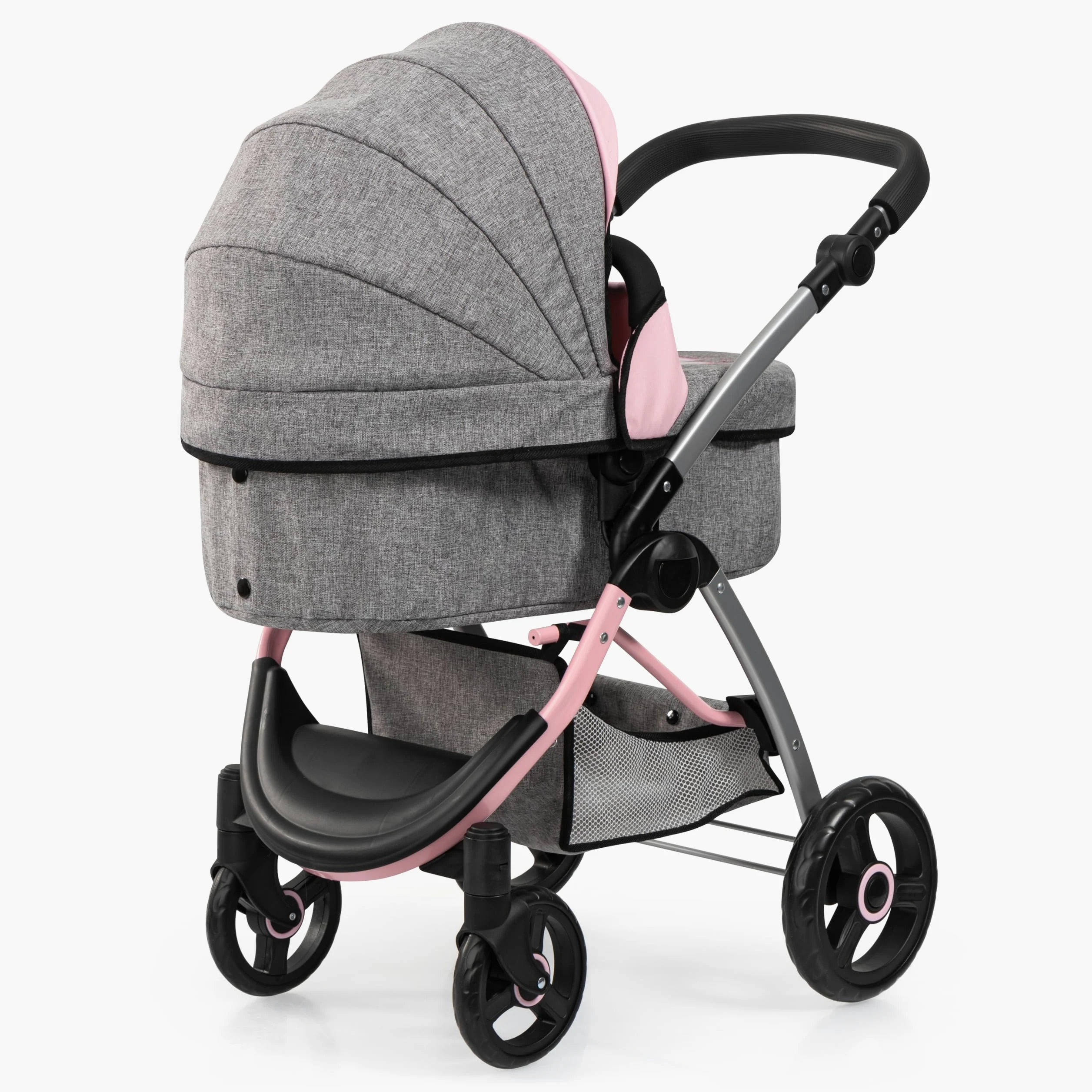 Bayer Design 17533AA Cochecito de muñecas City MAX con Bolsa, Regulable en Altura, Ruedas Delanteras giratorias, Convertible en Silla Paseo, Cesta Integrado
