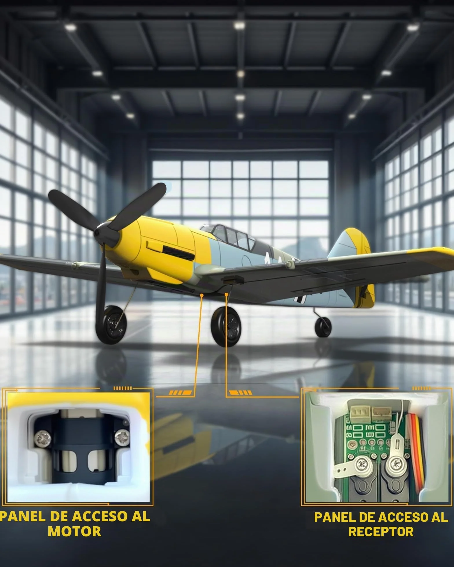 volantexrc Avión RC, Avión de Combate BF109 V2 con Radio Control de 4 Canales RTF, con Alerones, Giroscopio, Acrobacias y 3 Modos para Vuelo Fácil, Aeronave para Hobby para Principiantes y Adultos