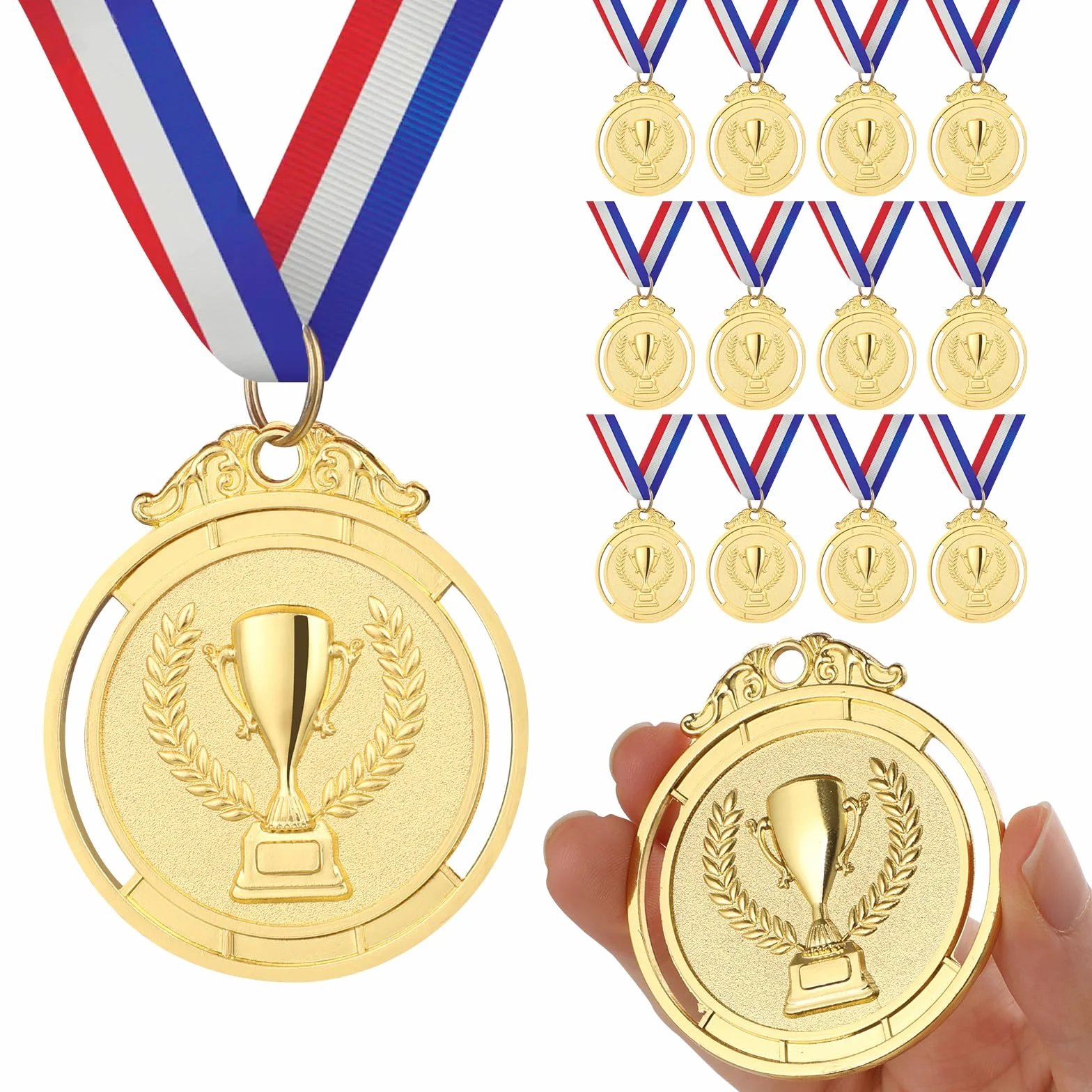 GeeRic 12 Piezas Medallas de Ganador para Niños, Oro para Fiestas Infantiles y Premios Deportivos