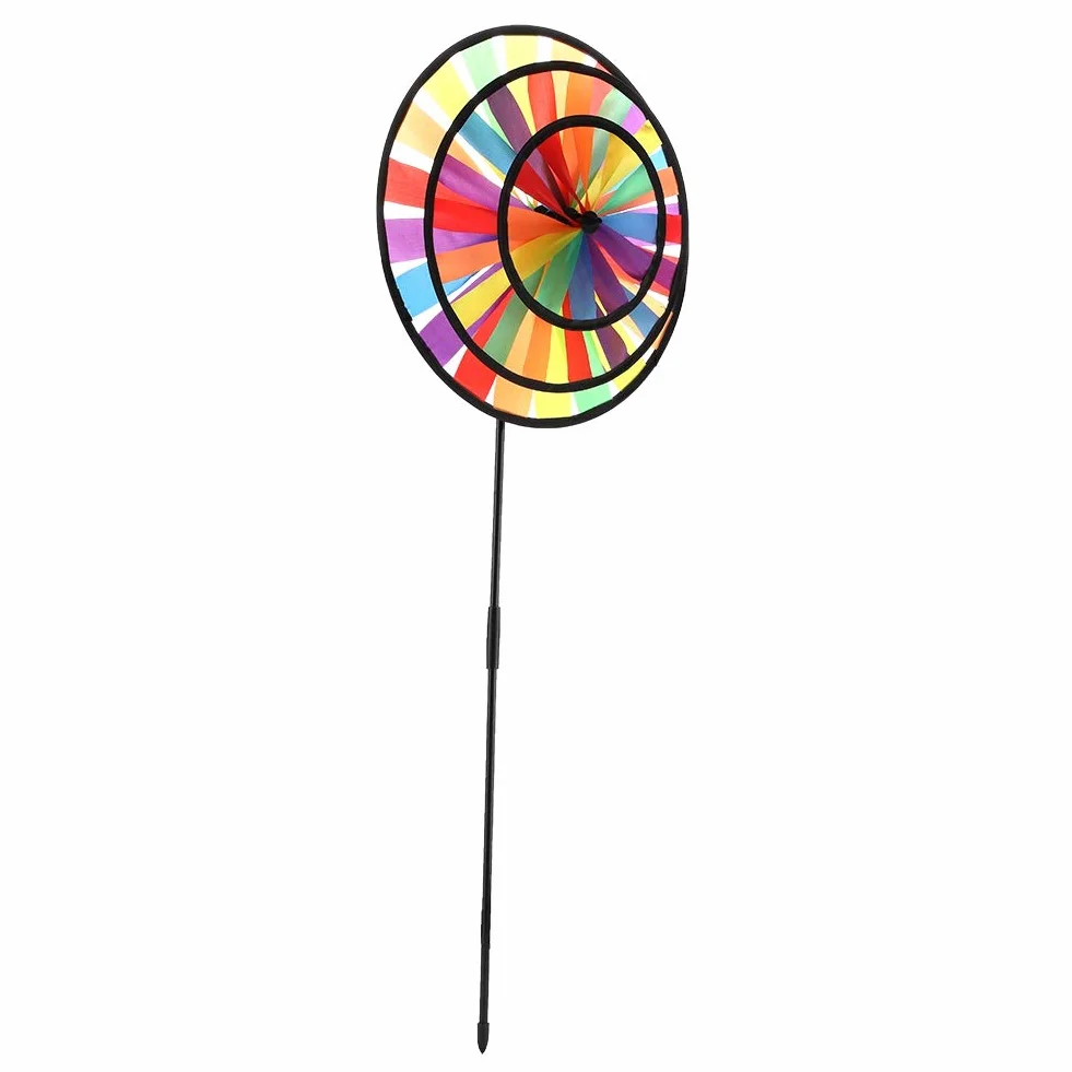 Demeras Molino de Viento de Triple Rueda Molinillo de Viento Molinete Molino de Viento para niños de Viento para Fiesta de jardín Decoración al Aire