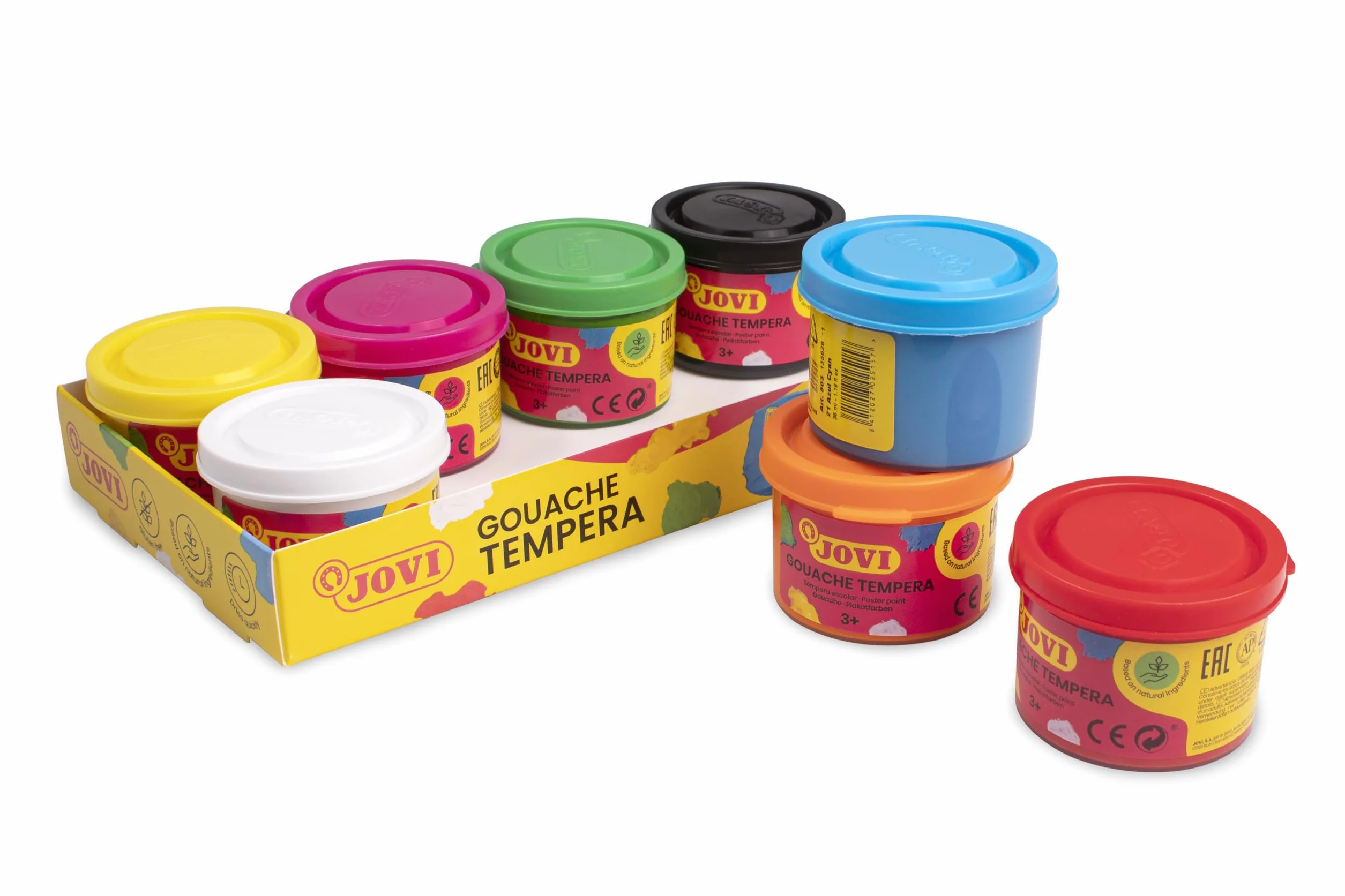 Jovi - Témpera líquida, 8 botes de temperas de 35ml, colores primarios | Lavables, temperas escolares, pintura manualidades