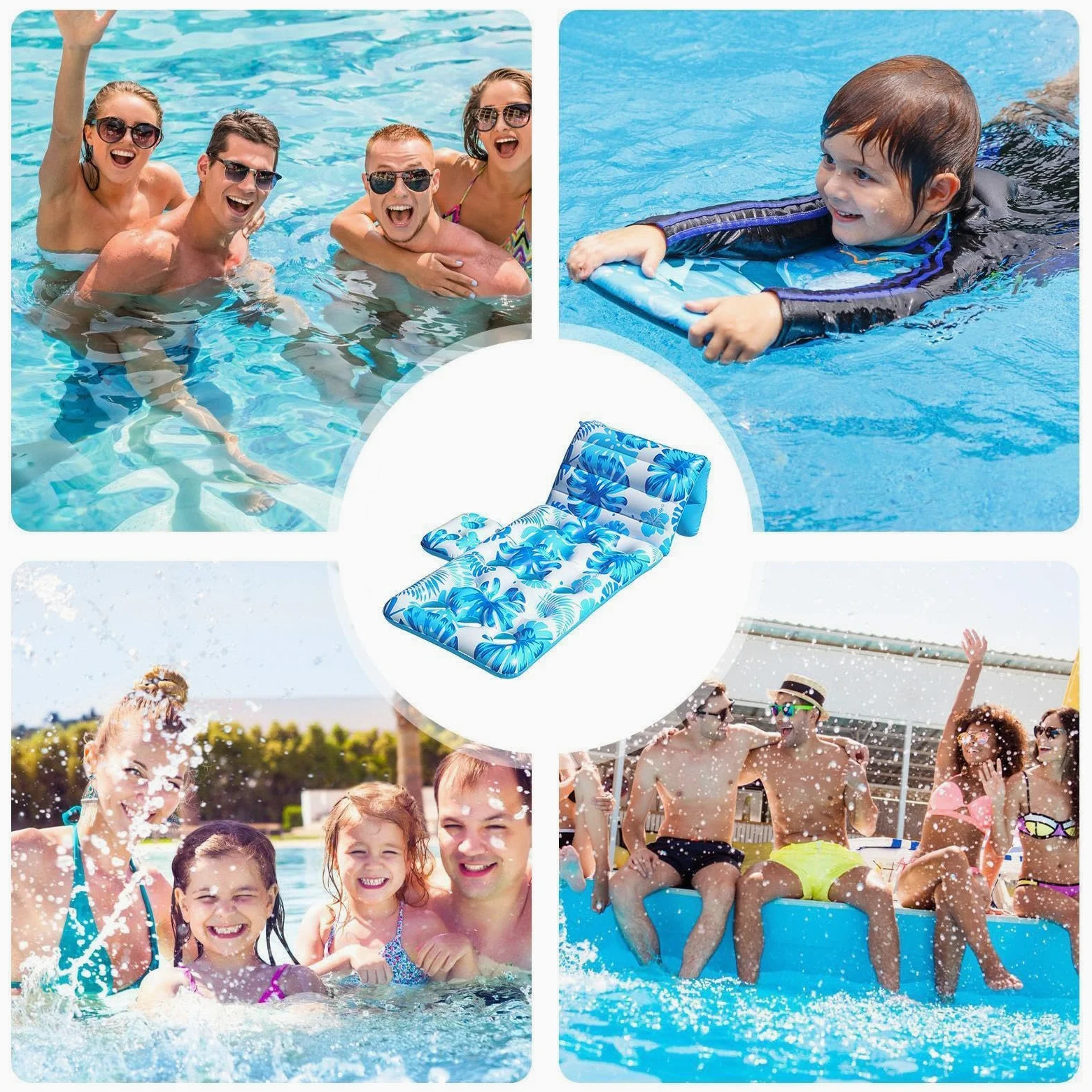 Flotadores de Lago para Adultos,Flotador Inflable con Portavasos Respaldo - Hamaca Flotante de Sol para Piscina,para Lago Playa Verano Viaje Campamento Bronceado Natación
