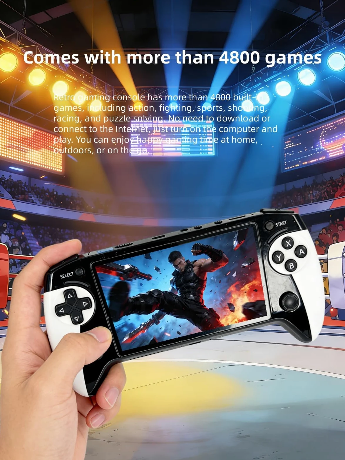 Consola de Juegos portátil YHFITN con Pantalla HD de 5,5 Pulgadas, diseño ergonómico, Juegos Retro Integrados, Salida de TV, función de guardado de partidas, batería Recargable. Regalo Ideal.