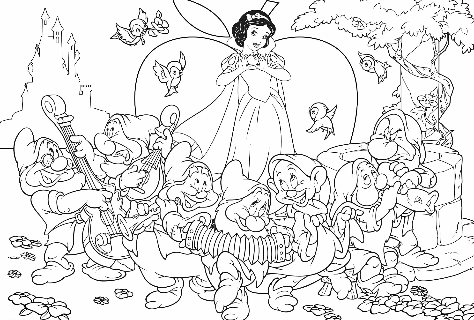Liscianigiochi Puzzle Maxi Floor para niños de 24 piezas 2 en 1, Doble Cara con reverso para colorear - Disney Blancanieves 86627