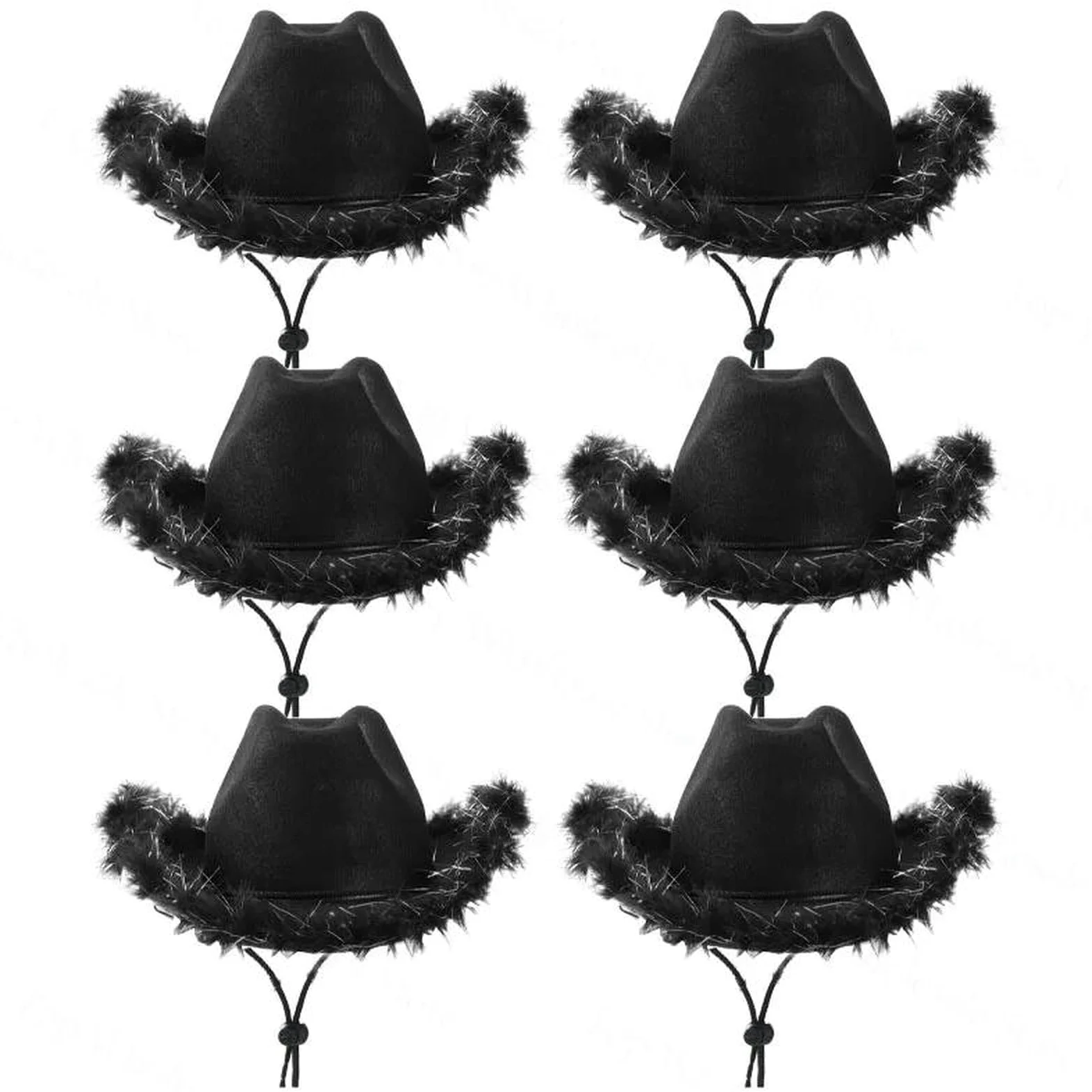 Sombrero de Pescador Gorra Sombreros Vaquero A Granel, Paquete 6 48 Unidades, ala Ancha, Plumas, Vaquera Occidental, Fiesta, Boda, Disfraz, Hombres Y Mujeres-Negro Un-24 Juegos