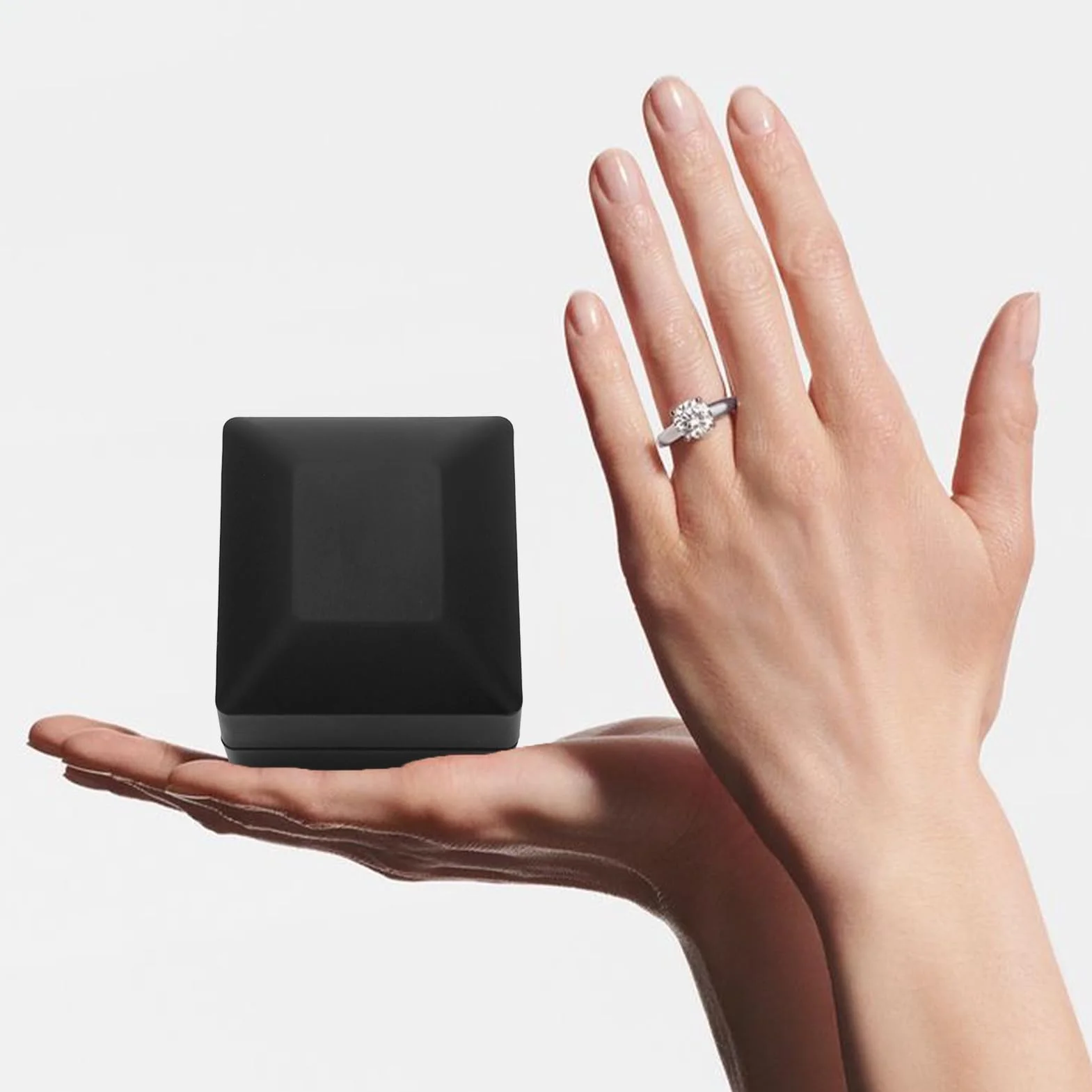 Caja de anillos,Light Ring Box,Jewelry Box,Caja de regalo de joyería,caja de almacenamiento,para Boda, propuesta,Compromiso,Aniversario(Negro)