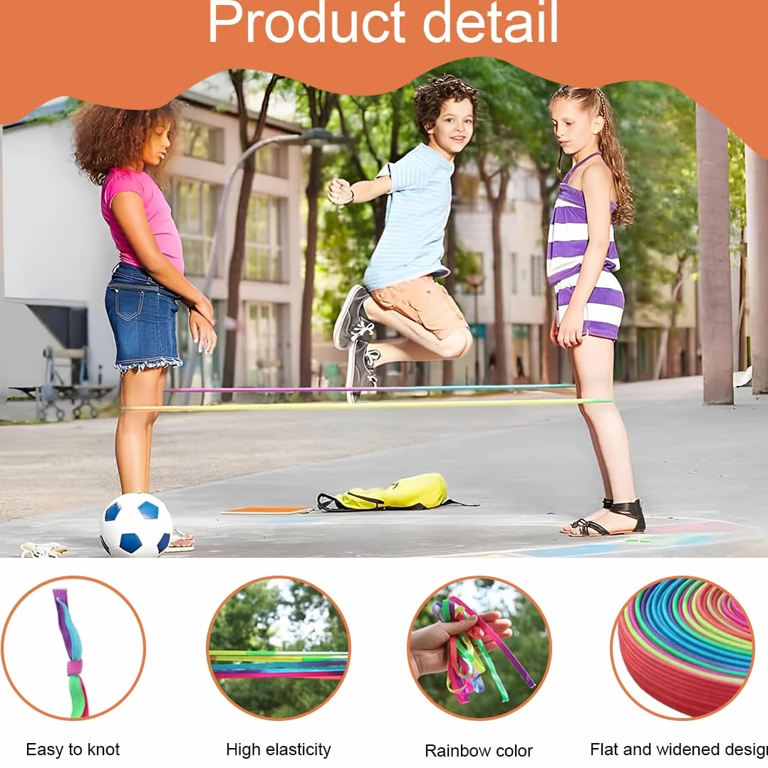 WUSJCOF Cuerda para Saltar, 1 rollo, Goma Elástica para niñas y niños de 6 a 10 años (6 metros) (colores arcoíris), Ideal para Regalos