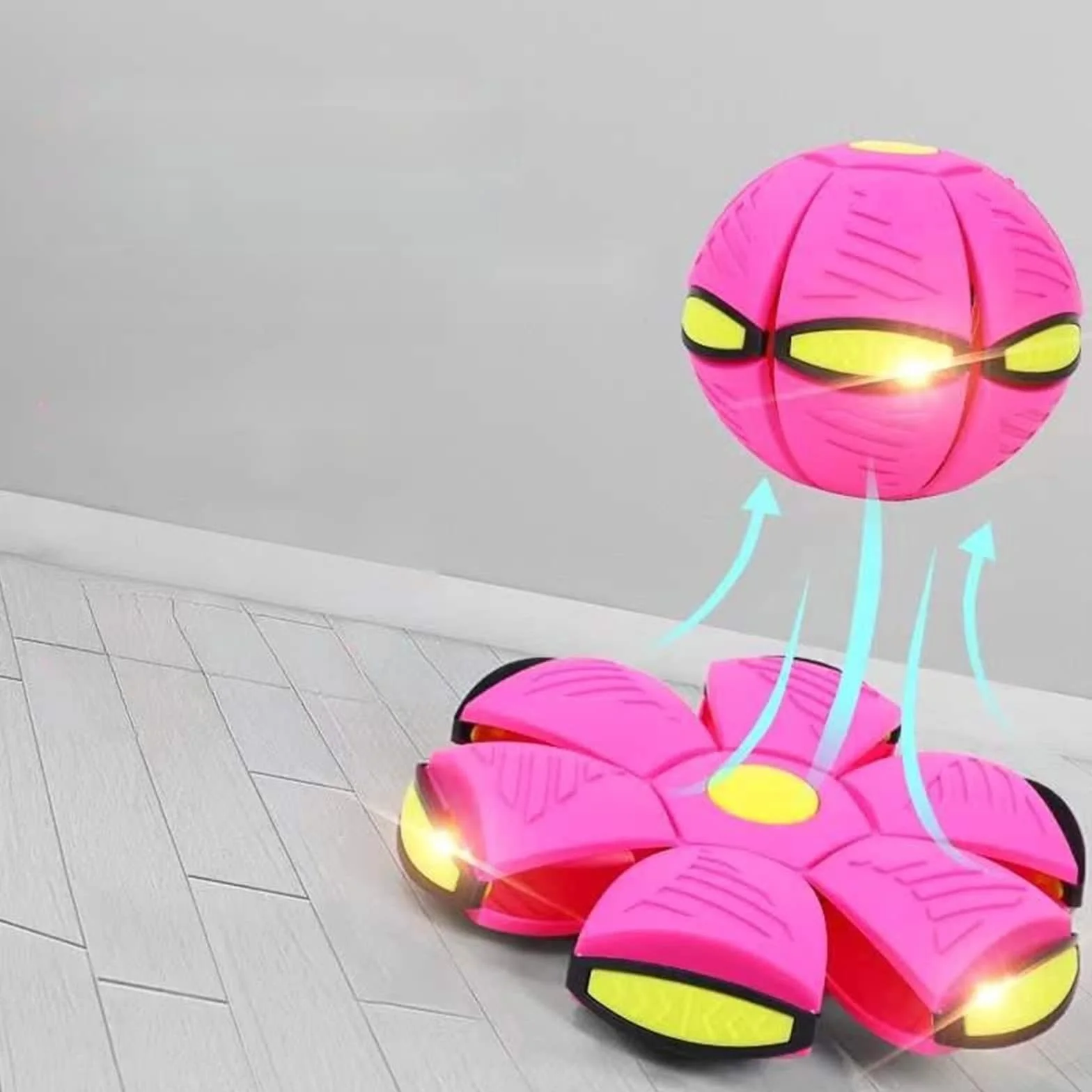Pelota Saltarina Niños Gracioso Metaball Mágico, Platillo Volador Magic Metaball con 6 Luces, Children's Bouncing Ball para Interacción Entre Padres E Hijos (A01-Rojo(Versión con Seis Luces))