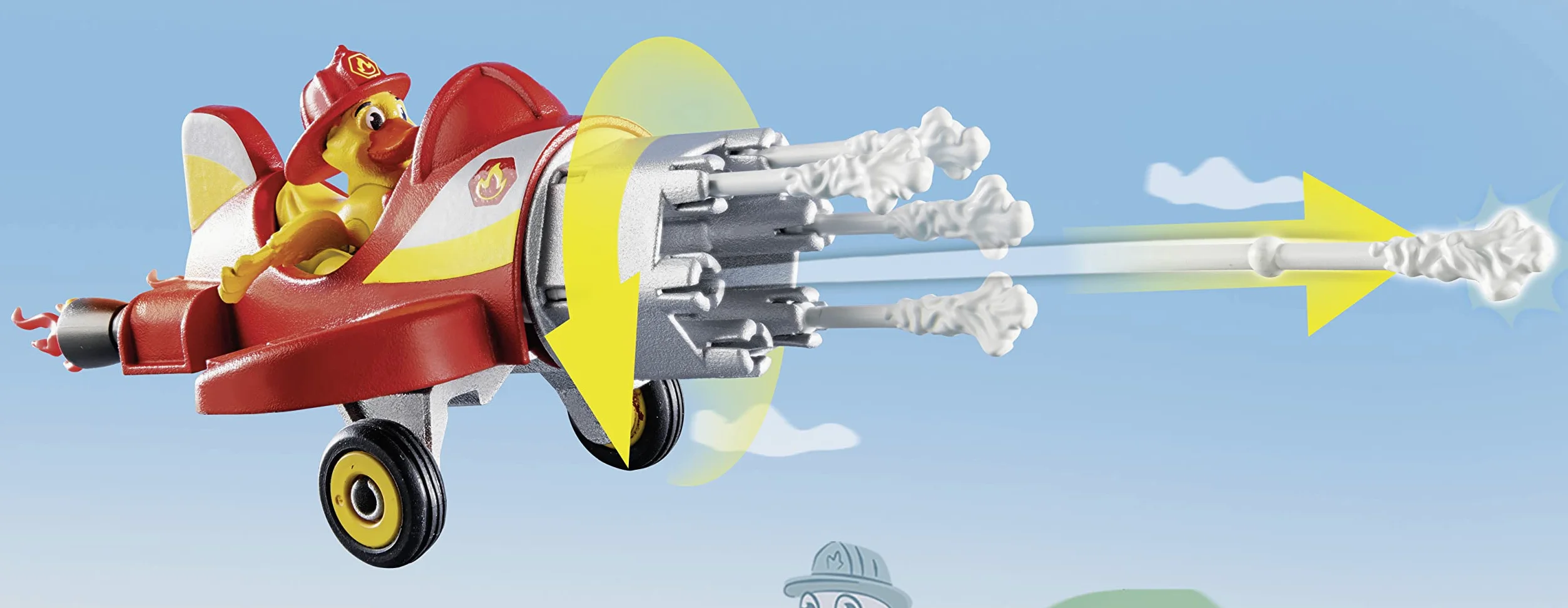 PLAYMOBIL Duck ON Call 70911 Camión de Bomberos con miniavión, con luz y Sonido, Juguete para niños a Partir de 3 años