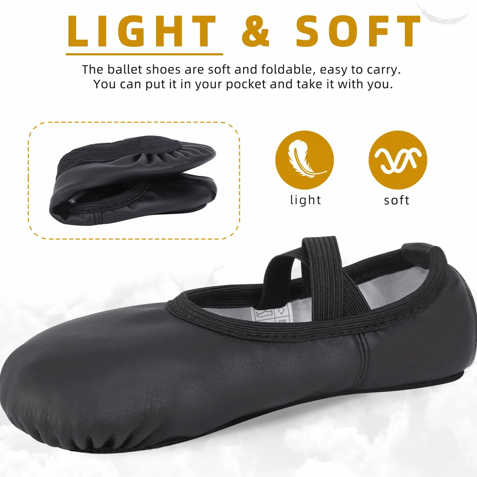 Zapatillas de Danza PU-Cuero Zapatos de Ballet Suela Completa Calzado Gimnasia Ritmica para Niña y Mujer 22-43 EU