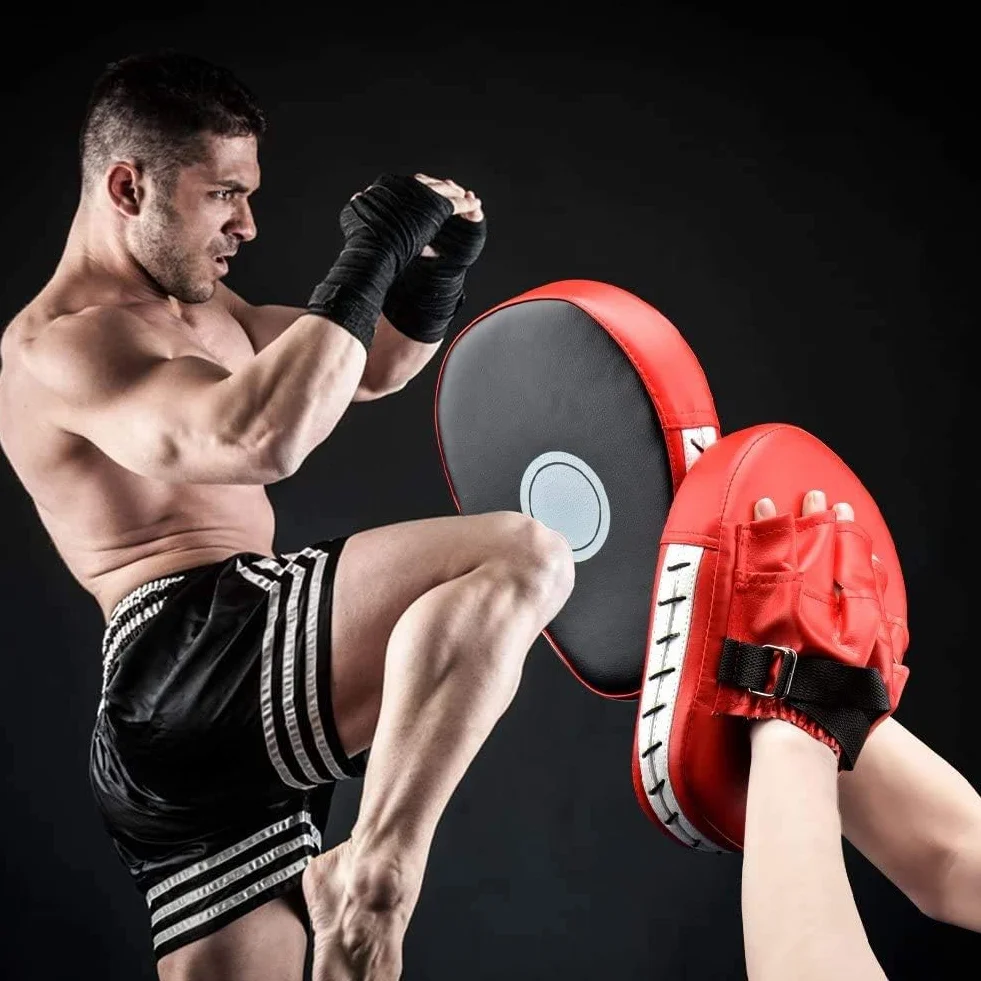 Almohadillas de entrenamiento de kickboxing, boxeo, artes marciales, rojo y negro, 25,5 x 19 x 4,5 cm