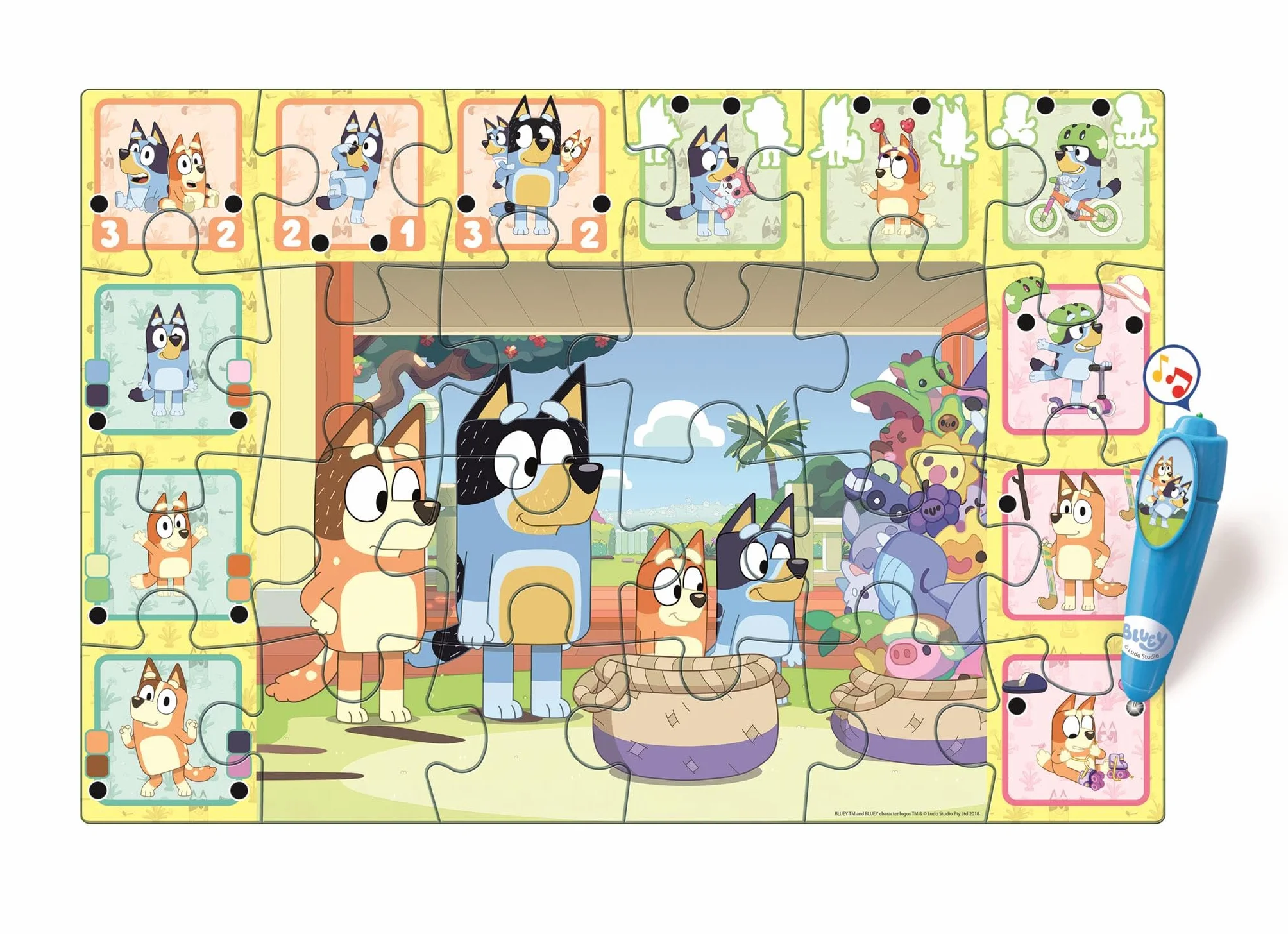 Clementoni - Puzzle Interactivo de Bluey para Suelo - 24 Piezas, Pen Interativa, Desarrollo Autonomía y Concentración, 3+ Años, 62x42 cm, 16689