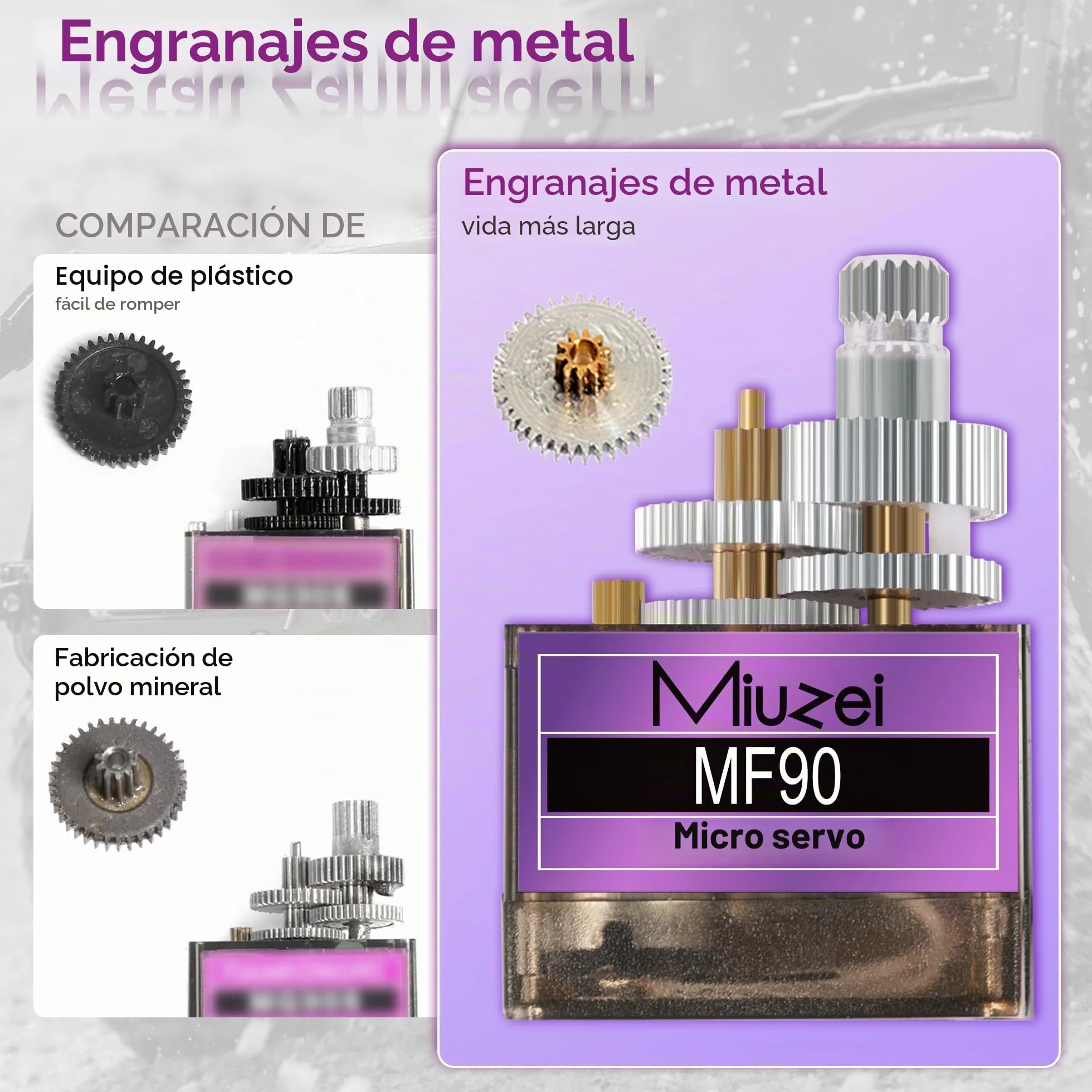 Miuzei Servo Motor Engranajes de Metal 10 Piezas RC 9G Micro Servo 180 Grados Mini Motor para Arduino Modelo Brazo Robot Avión 1/10 1/8 Coche Barco con Cable Servo Cuerno