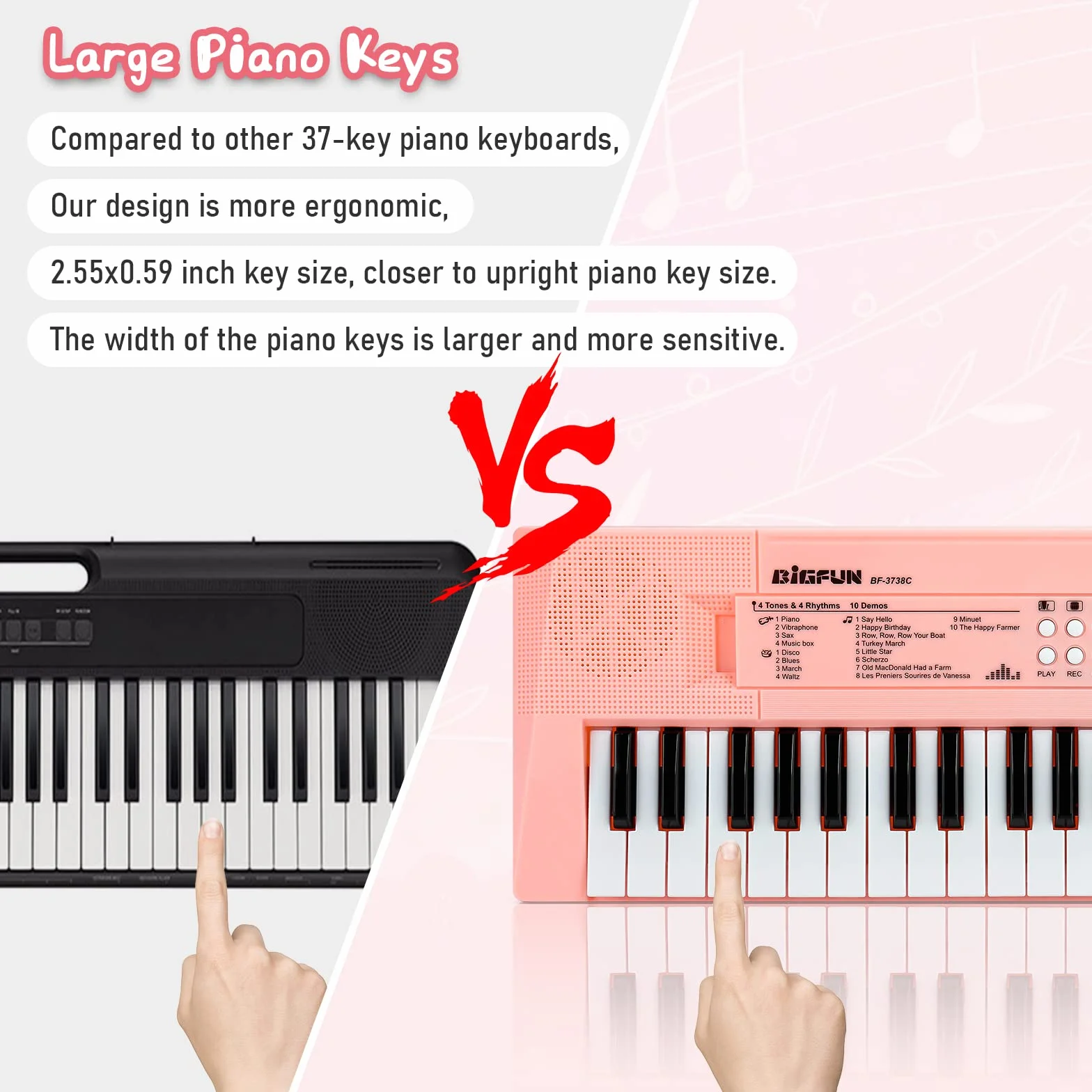 Teclado de Piano Electrónico para Niños y Niñas, 37 Teclas con Micrófono, Portátil para Multifuncional, Ideal para Cumpleaños de 3 a 6 Años (Rosa)