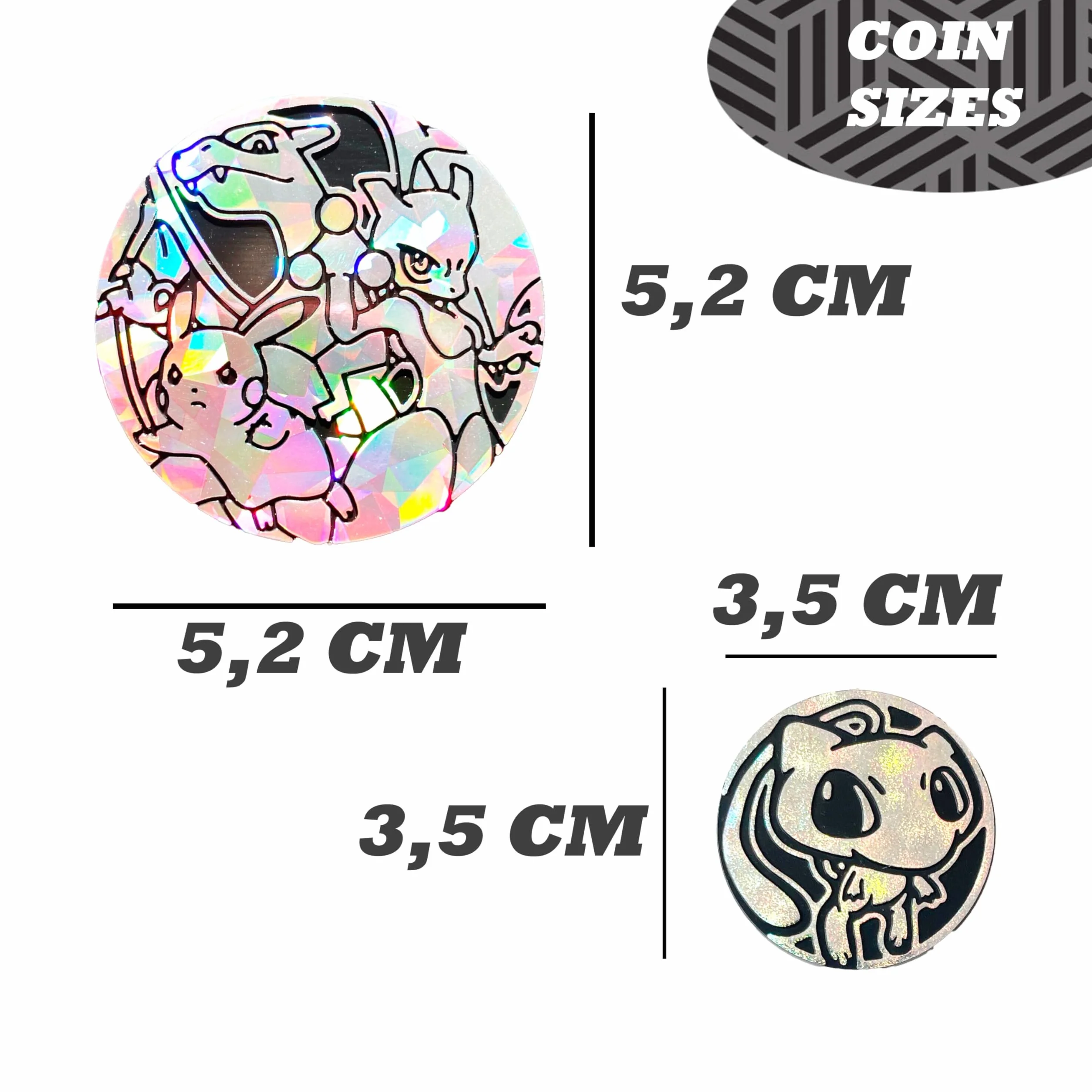 Monedas Pokemon Auténtico Pack de 5, Diferentes Tamaños, Plata, Accesorio Oficial para Juego de Cartas Pokemon Ideal para Calendario Adviento