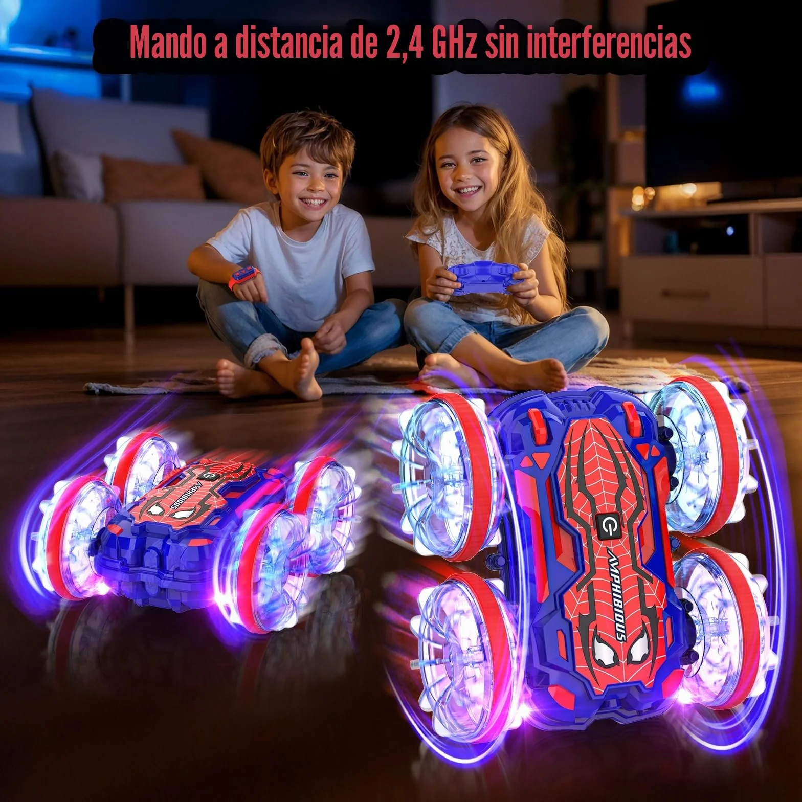 Coche Teledirigido Anfibio Spider RC Todo Terreno Juguete para Niño 6-12 Años Regalo Cumpleaños