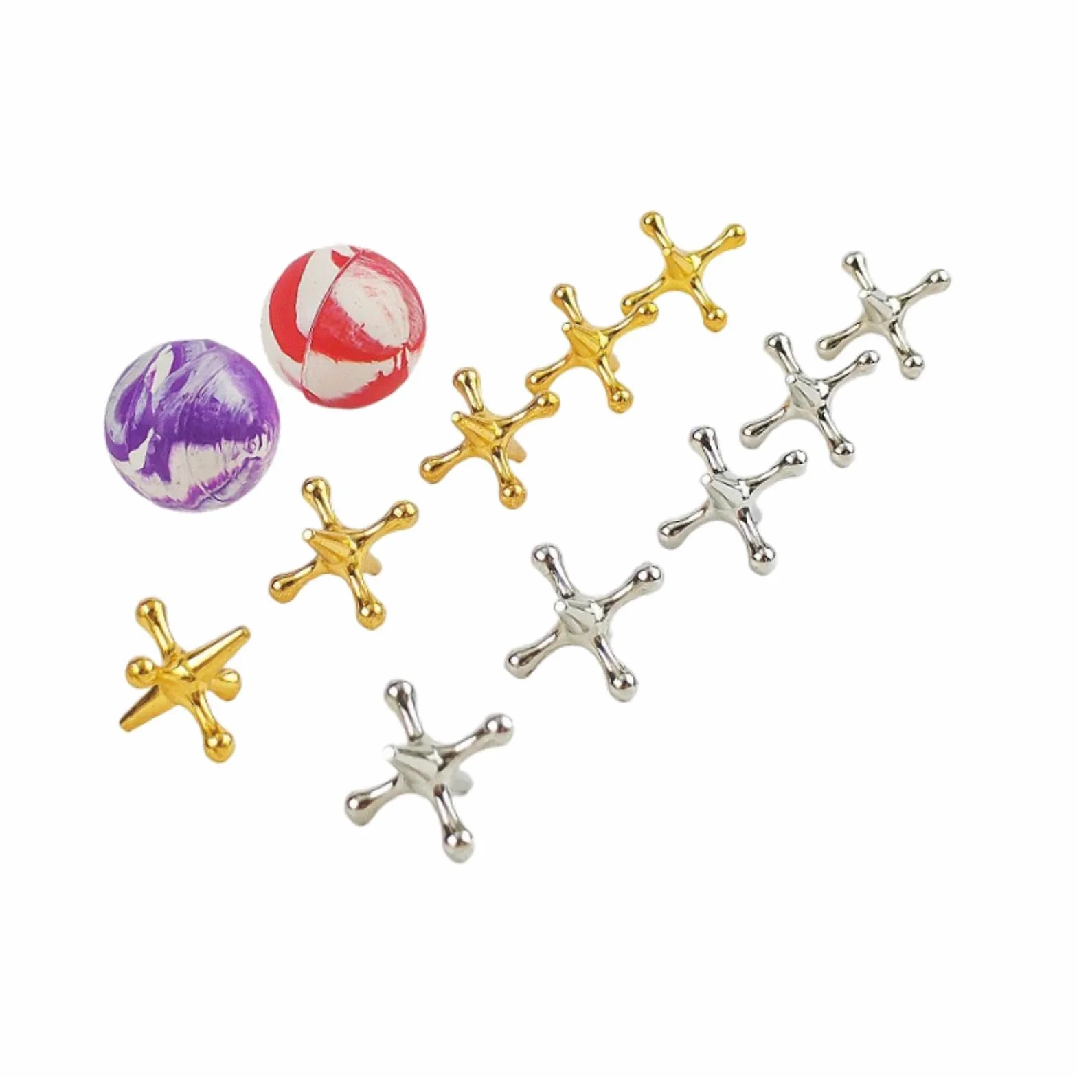 Colcolo Jacks Juego de Mesa Metal, Retro, Jacks y Bouncy Ball Set Old School Jax Juego para favores y Family Game Night