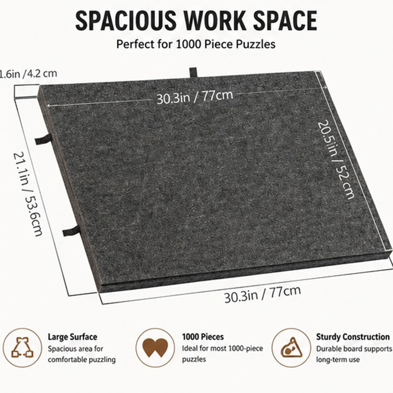 Tablero de rompecabezas, soporte plegable ajustable, tapete portátil con cubierta y 6 cajones, tablero de rompecabezas con 4 bandejas de clasificación plegables para hasta 1000 piezas (gris oscuro)