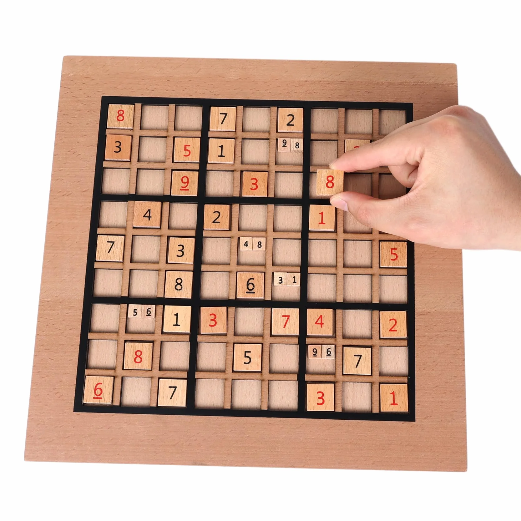 Juego de Sudoku de Madera con 90 Fichas de Números Grandes y 2 Cajones