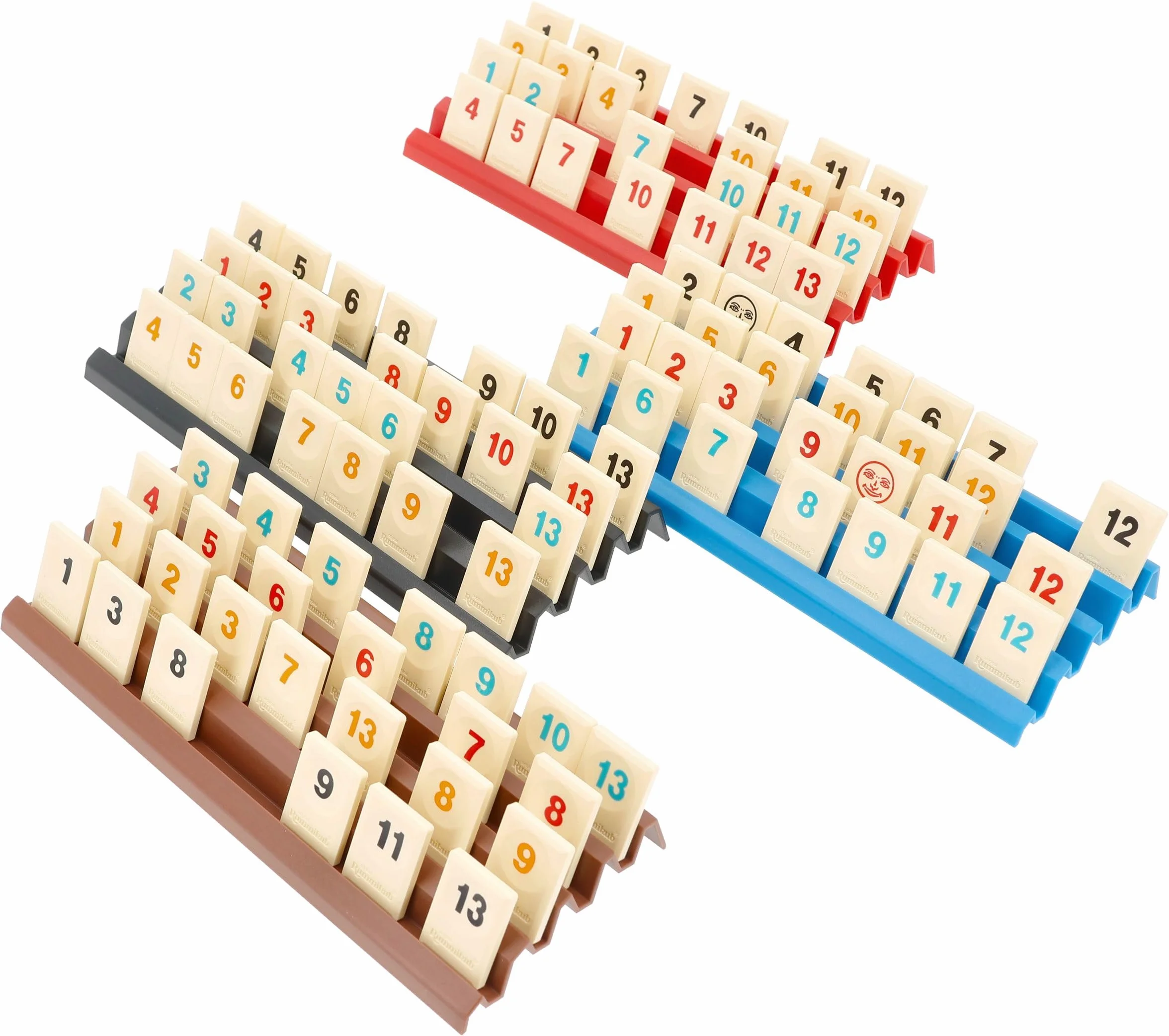 Feldherr Soporte para azulejos compatible con Rummikub - Estante de azulejos de 25 cm con 4 filas, plástico moldeado por inyección duradero, apilable, fácil de agarrar, varios colores