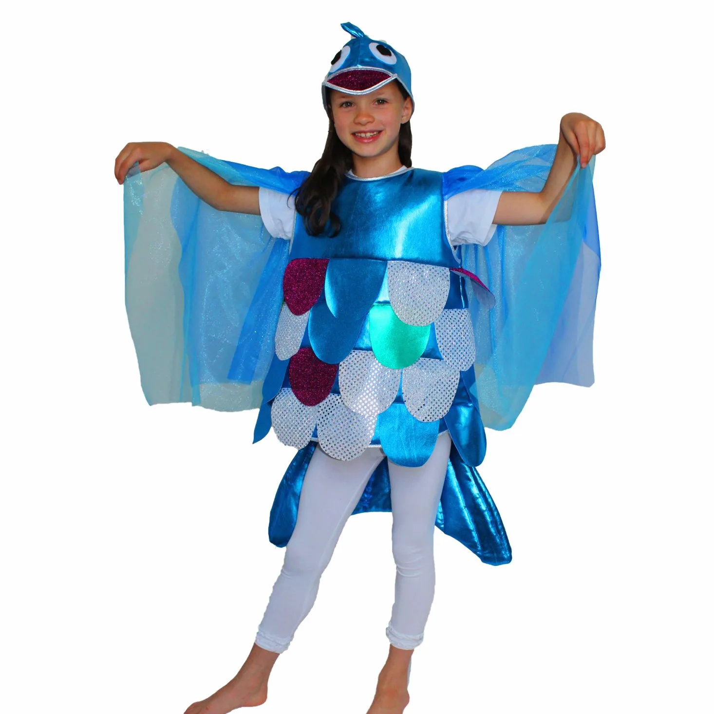 Krause & Sohn Disfraz infantil de pez arcoíris, talla 98-128, disfraz de pez