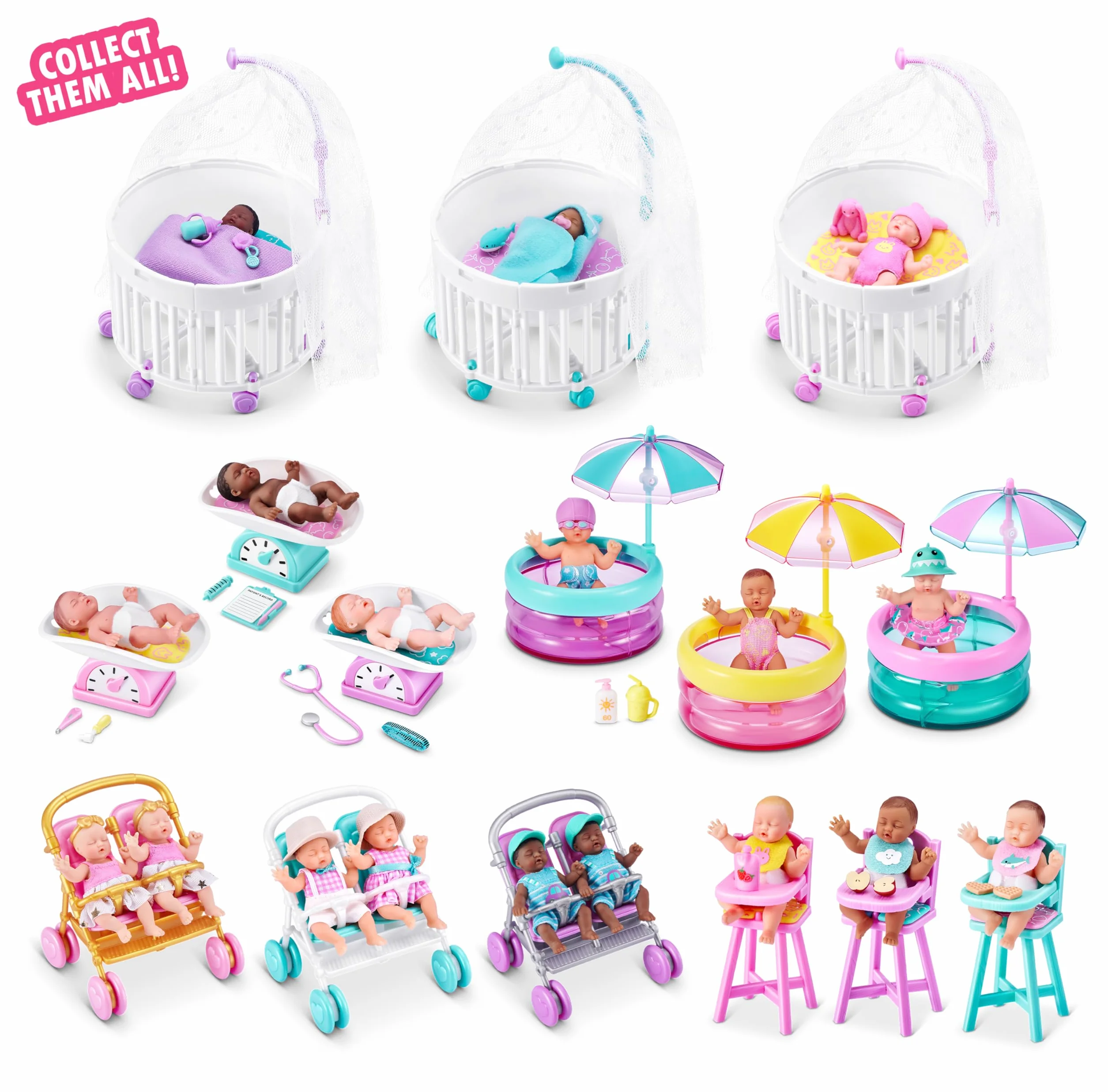 My Mini Baby Serie 2 de ZURU, cápsula misteriosa Coleccionable, Juguete para niñas, bebé Realista en Miniatura, Kit de Juego y Accesorios