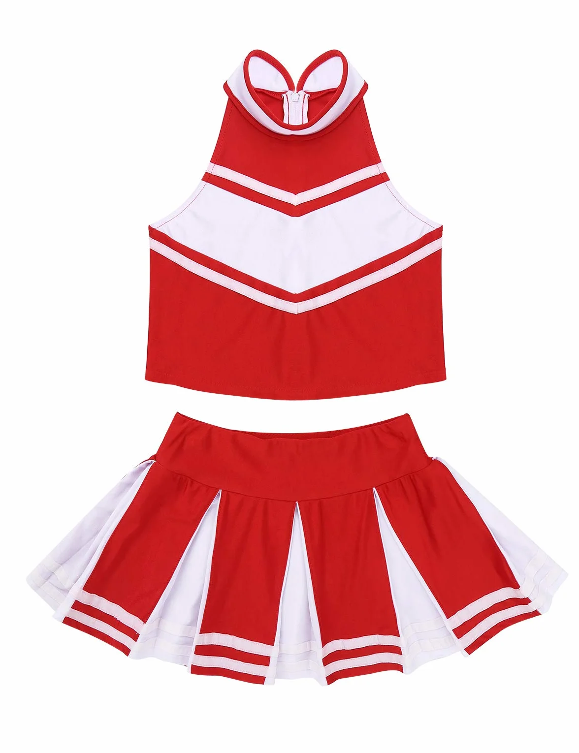 Disfraz de Animadora Niñas Uniforme High School Musical Azul/Rojo Conjunto de Danza