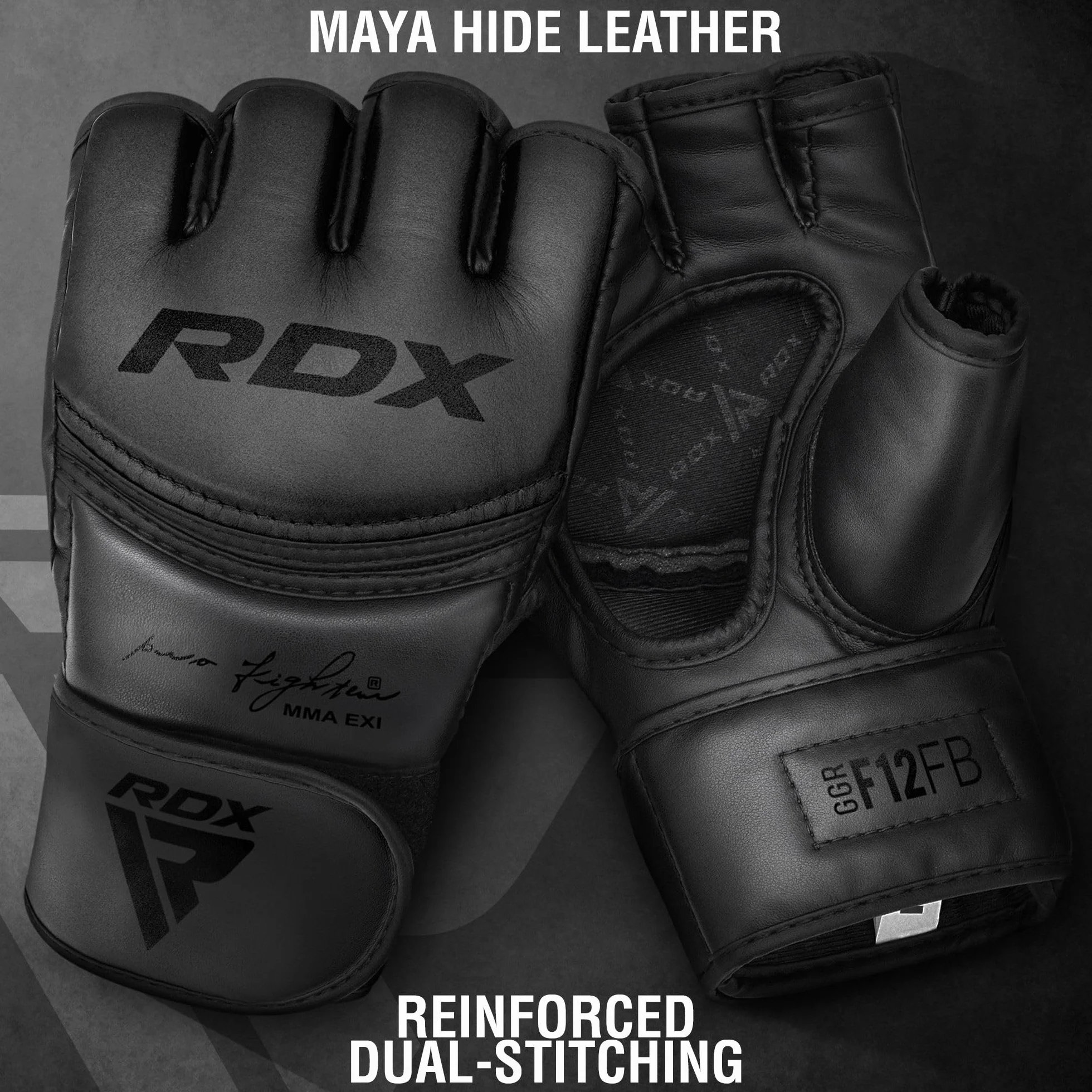 RDX Guantes MMA Cuero Maya Hide Abierto Palma Entrenamiento Sparring Kickboxing Muay Thai