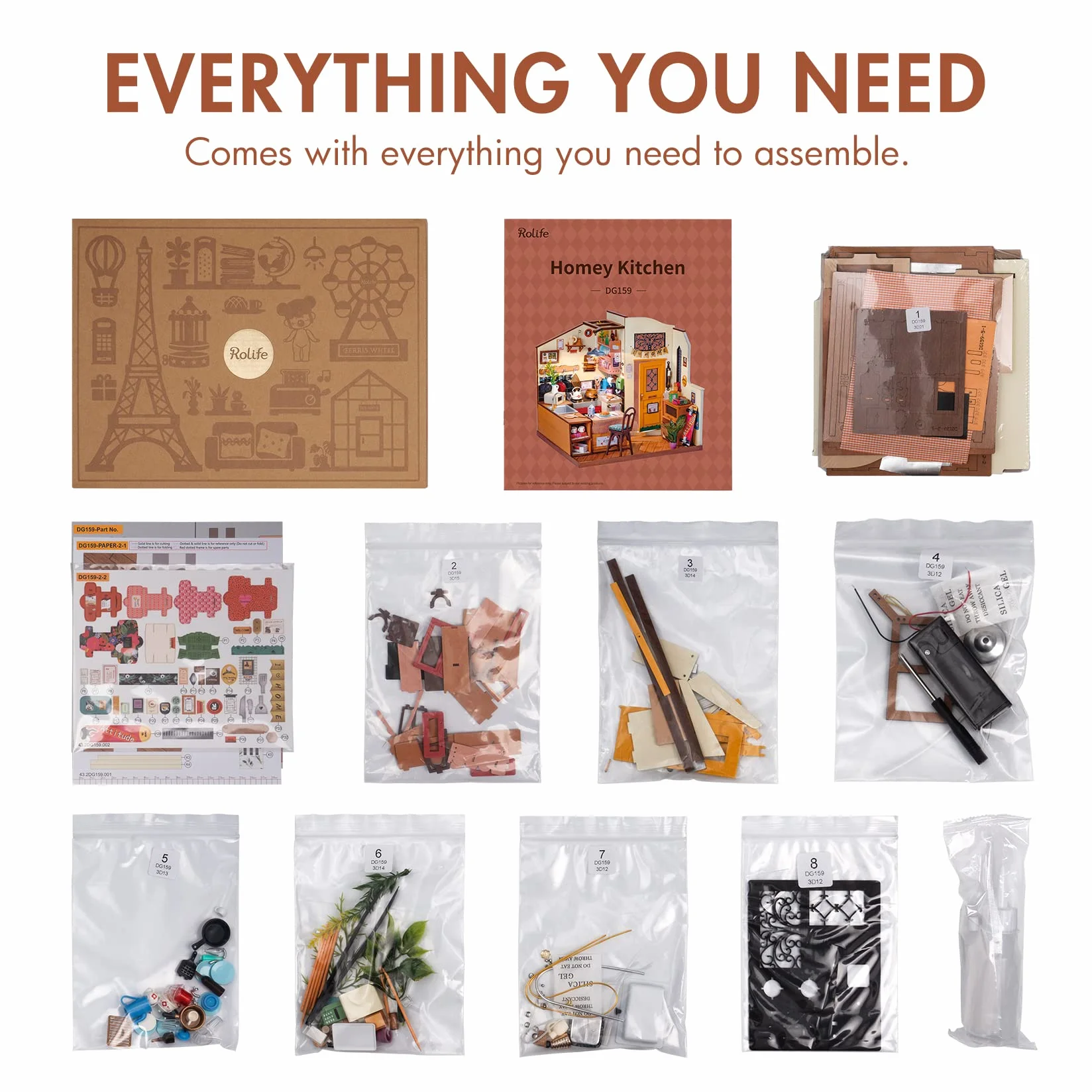 Rolife Casa de Muñecas Casa en Miniatura con Accesorios Hecha a Mano Kits Modelo para Adultos para Construir Juguetes Navidad Regalos de Cumpleaños para Mujeres (Homey Kitchen)