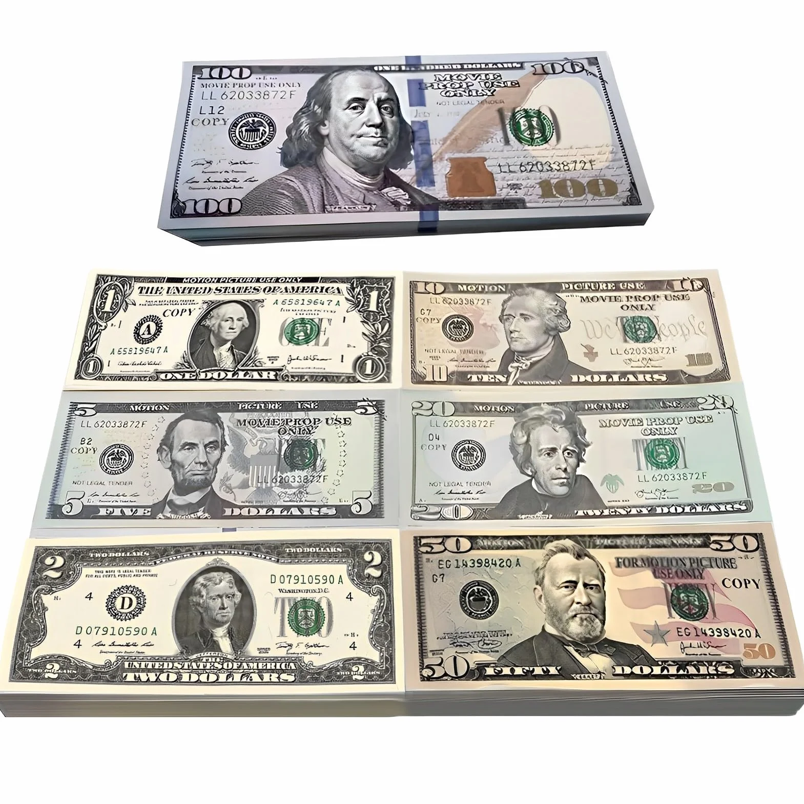 280 Piezas Prop Money,Billetes Dolar Falsos,Copy Money,Dinero de Juguete Dollars,Dinero de Juguete Ddólares para Niños,para Educación Niños/Películas/Fiestas Decoración(40 x 1$,2$,5$,10$,20$,50$,100$)