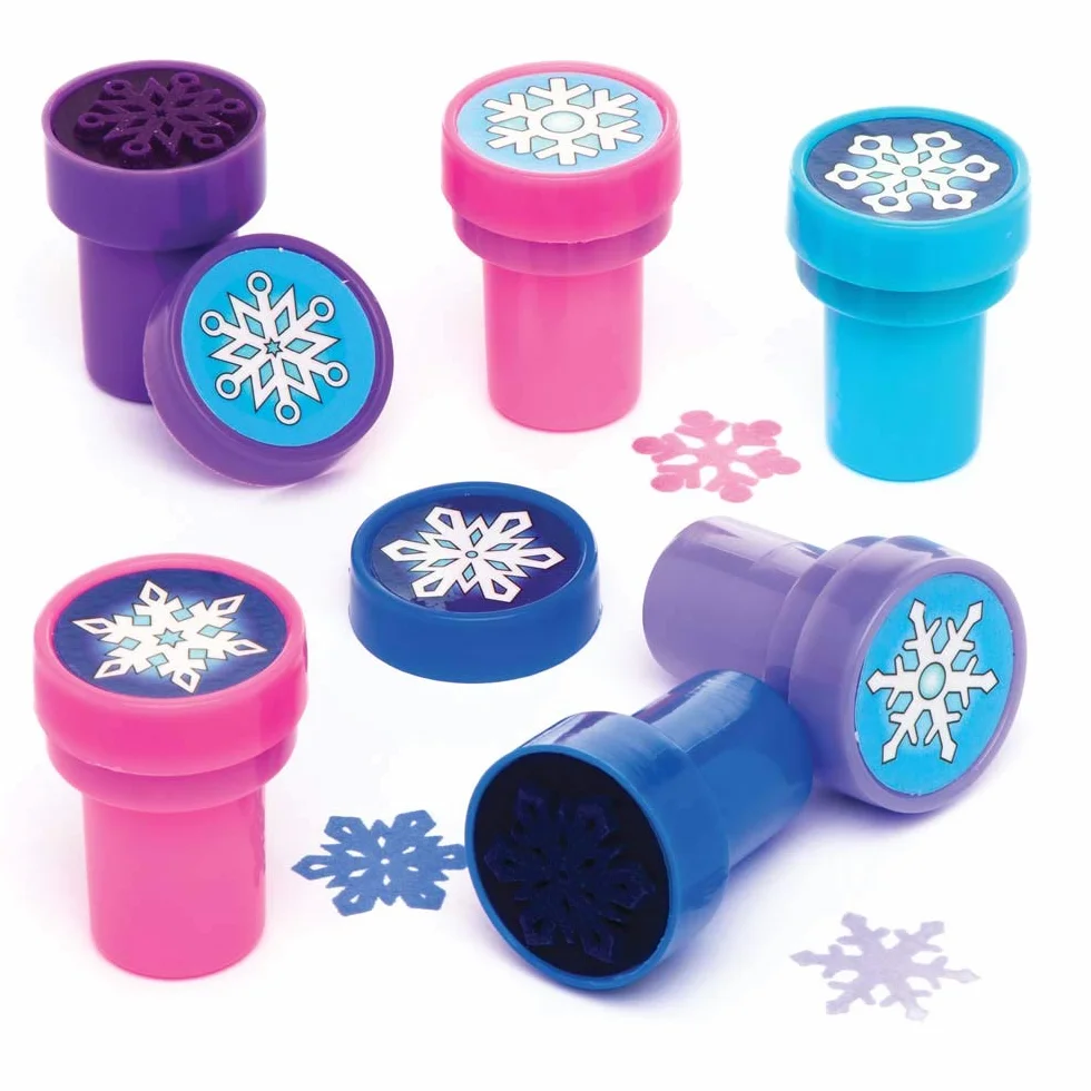Baker Ross AR771 Sellos con entintado automático en Forma de Copo de Nieve (Pack de 10) para Manualidades navideñas Infantiles