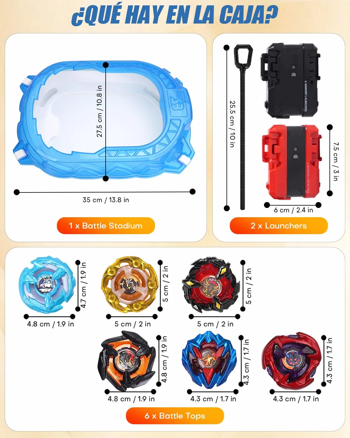 X Stadium Kit de Inicio Arena con 6 Gyro Tops, 2 Lanzadores, Pista de Aceleración y Techo Protector