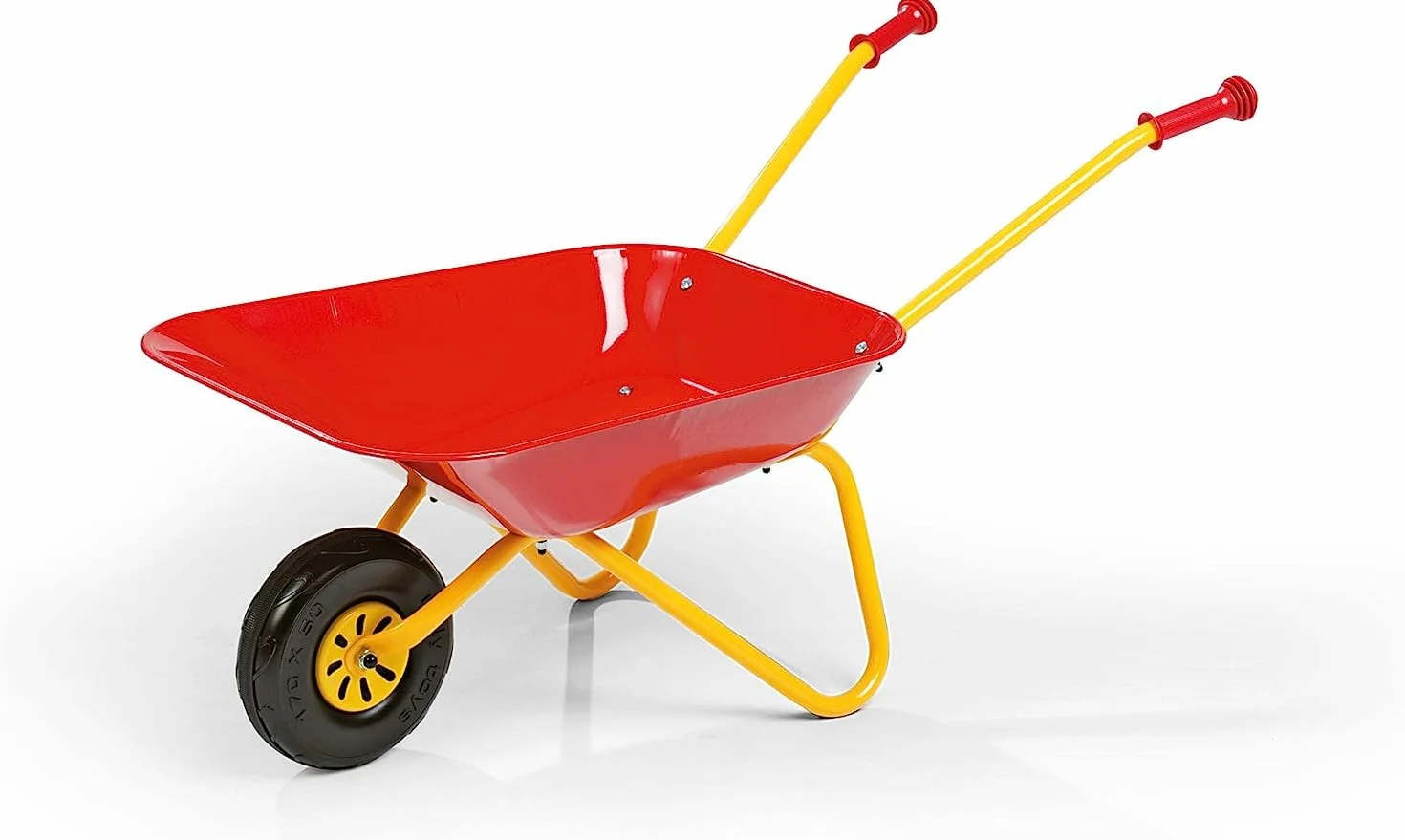 Carretilla Rolly Toys color amarillo/rojo, carretilla de jardín, carretilla de metal, juguete para niños a partir de 2,5 años, capacidad de carga de 25 kg, herramienta de jardinería para niños 27804