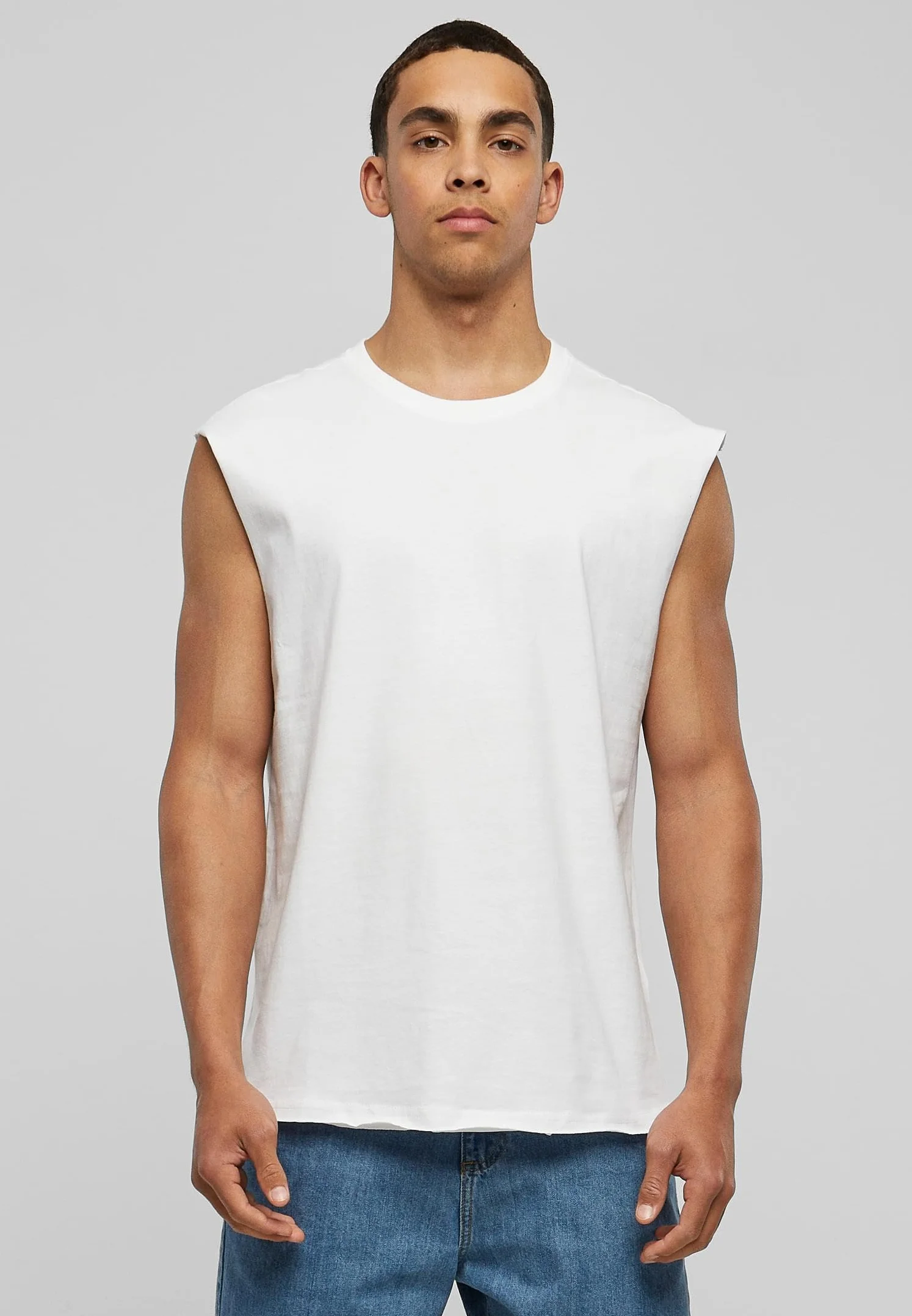 Urban Classics Open Edge Sleeveless Tee Hombre Camiseta Negro