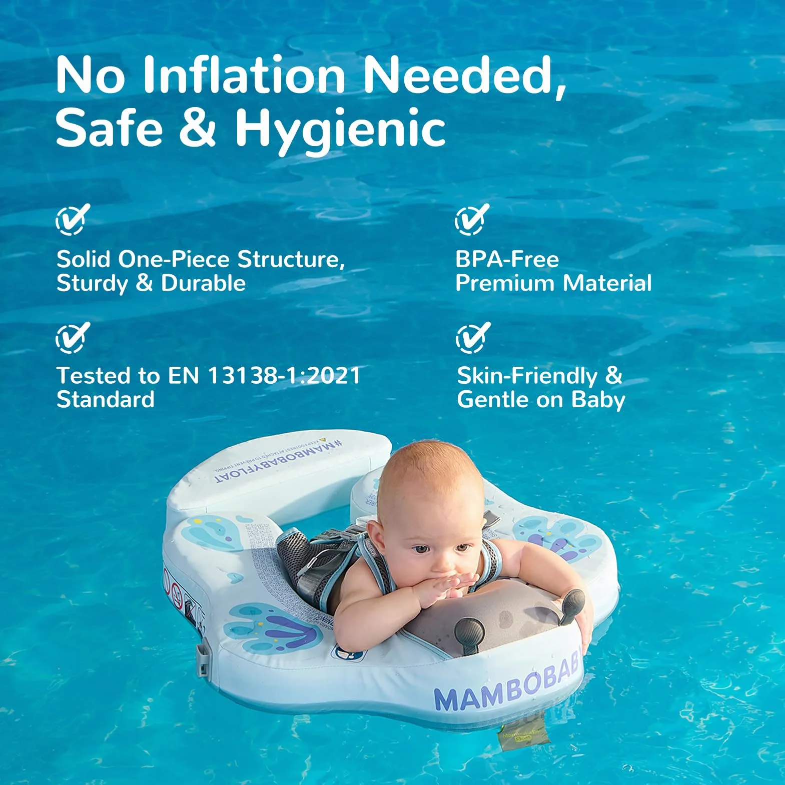 HECCEI Flotador Bebe Mambobaby No Inflable Duradero y Respetuoso con la Piel Baby Swimming Float, Anillo de Natación para Piscina Playa Flotador para Bebés de 3 a 24 Meses