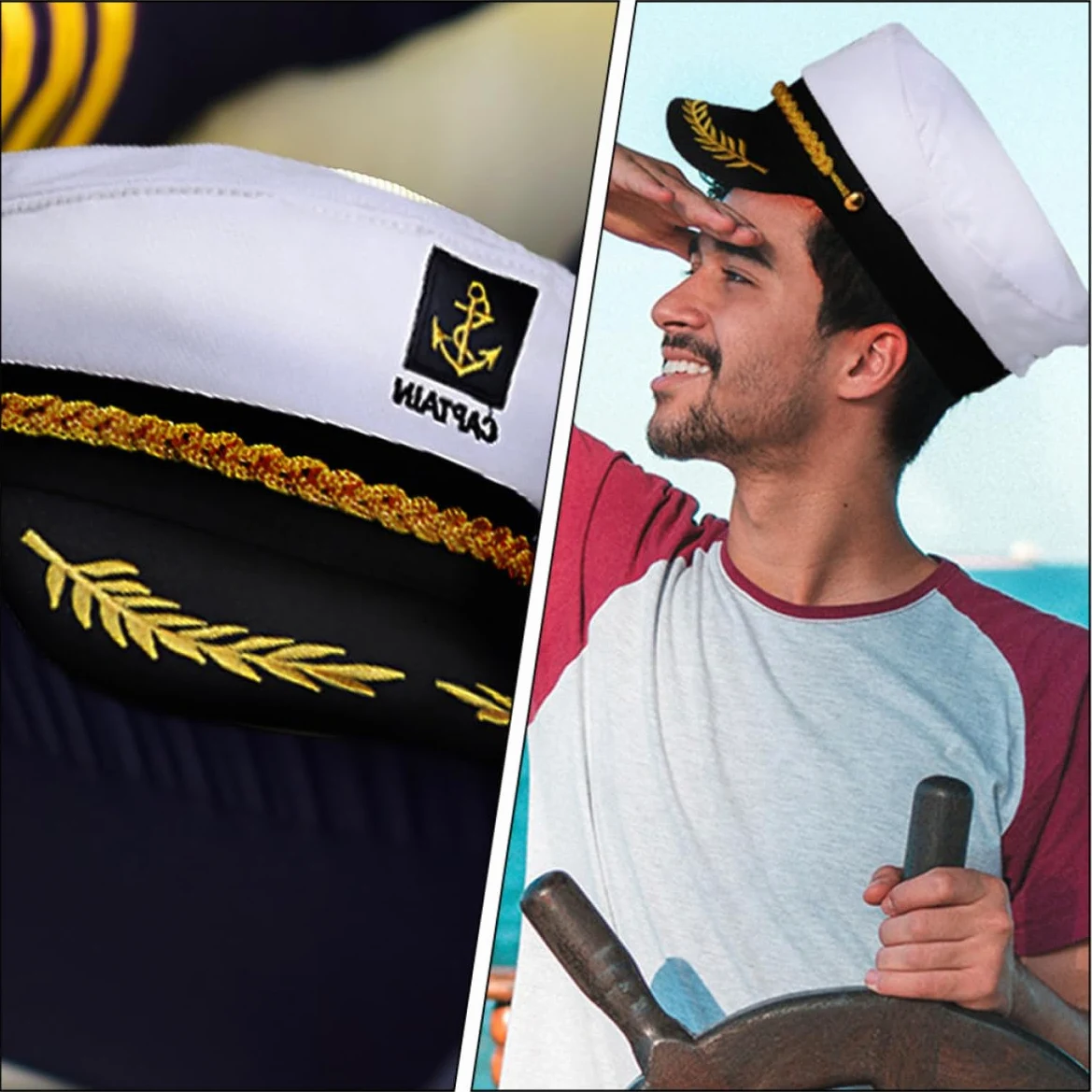 NOLITOY Sombreros de Capitán de Cosplay Fáciles de Combinar de Algodón y Plástico 20 Piezas Blancos para Fiestas de Disfraces y Juegos de Rol