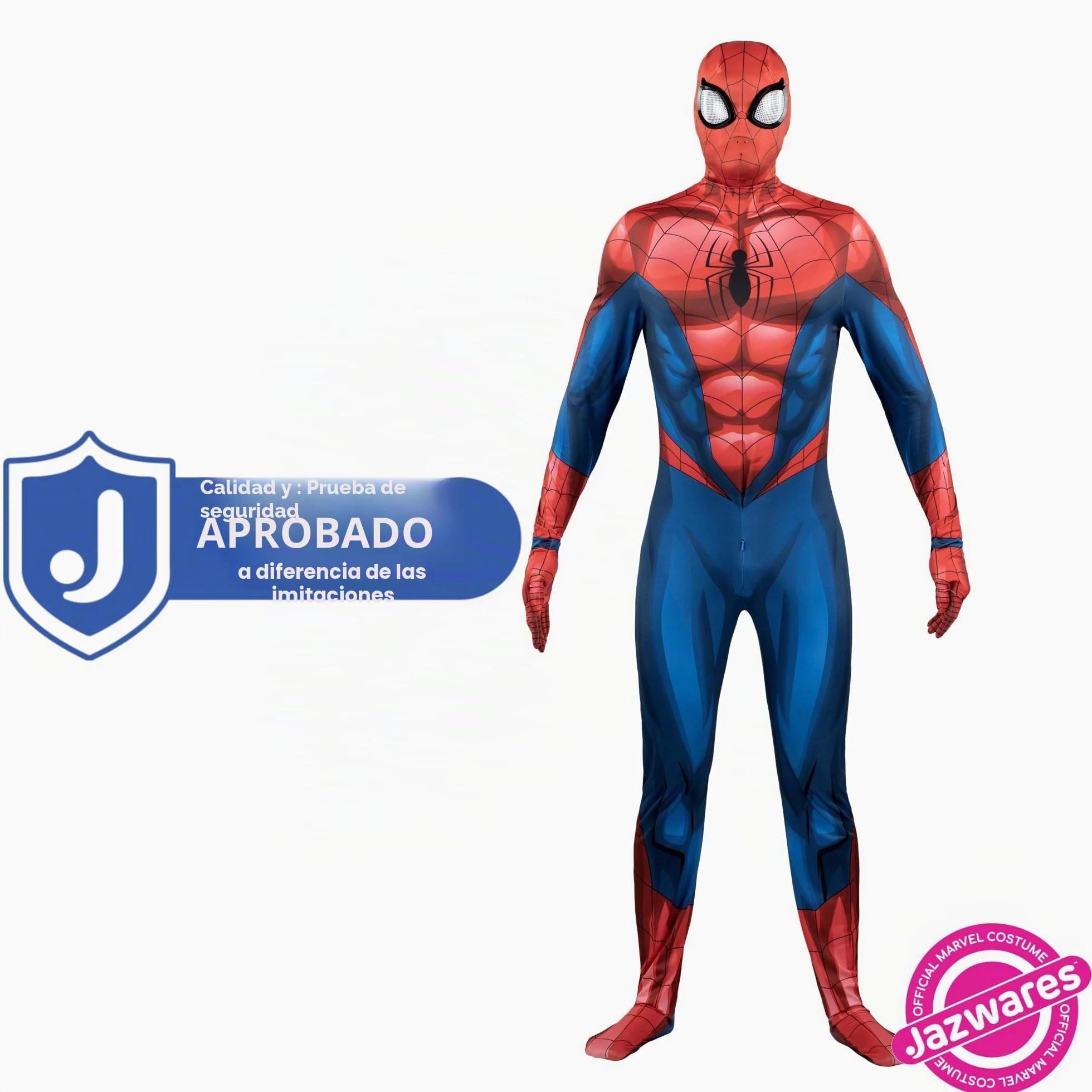 MARVEL Spider-Man Disfraz oficial para adulto tipo Zentai para Halloween, traje ceñido de cuerpo completo de elastano elástico con cremalleras ocultas y aberturas en las muñecas