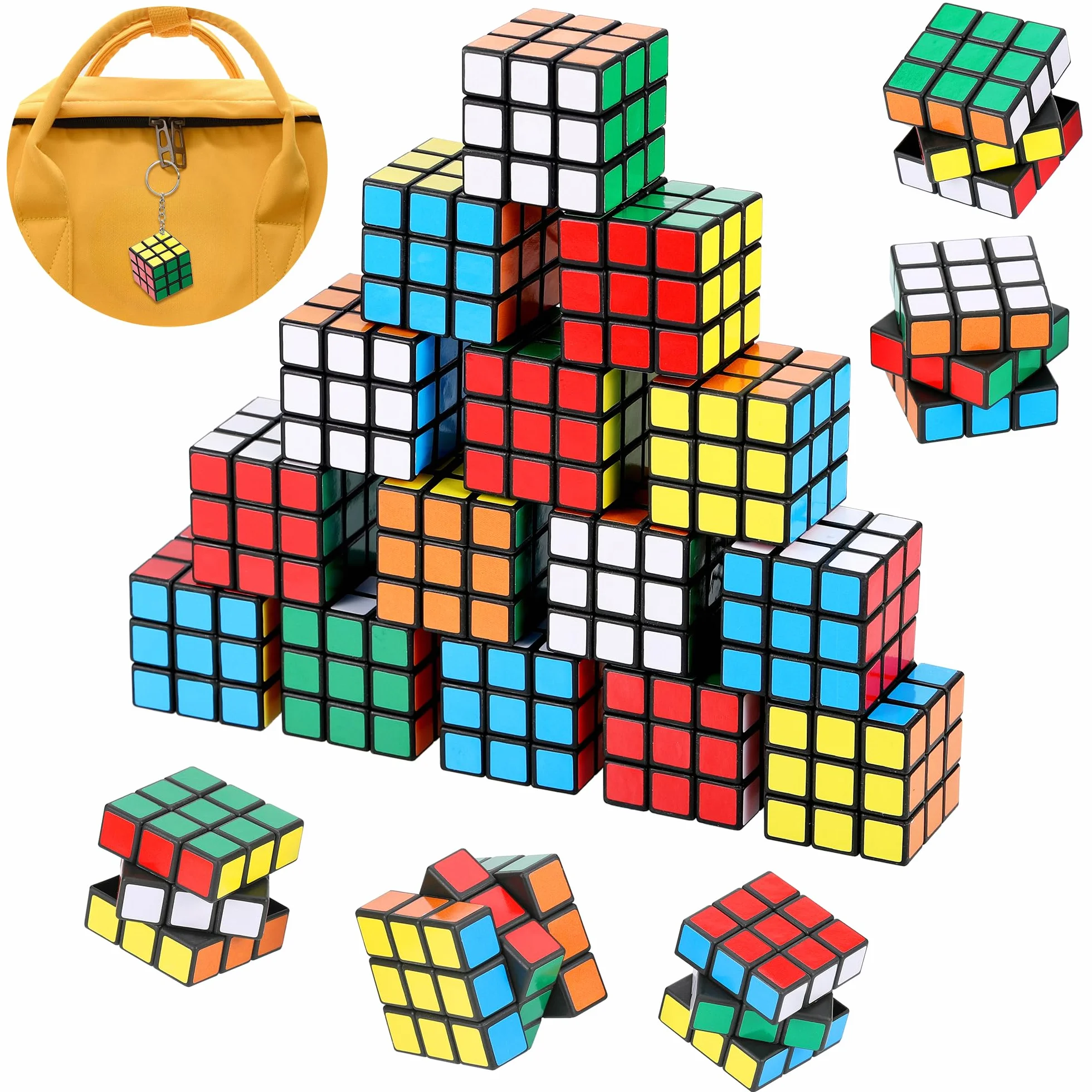 Fentar 20uds Cubo Magico Regalos Cumpleaños Niños Colegio, Speed Cube Llaveros Infantiles, Mini Cubo Detalles Cumpleaños Niño, Pequeños Regalos para Rifa Premios Regalo de Fiesta