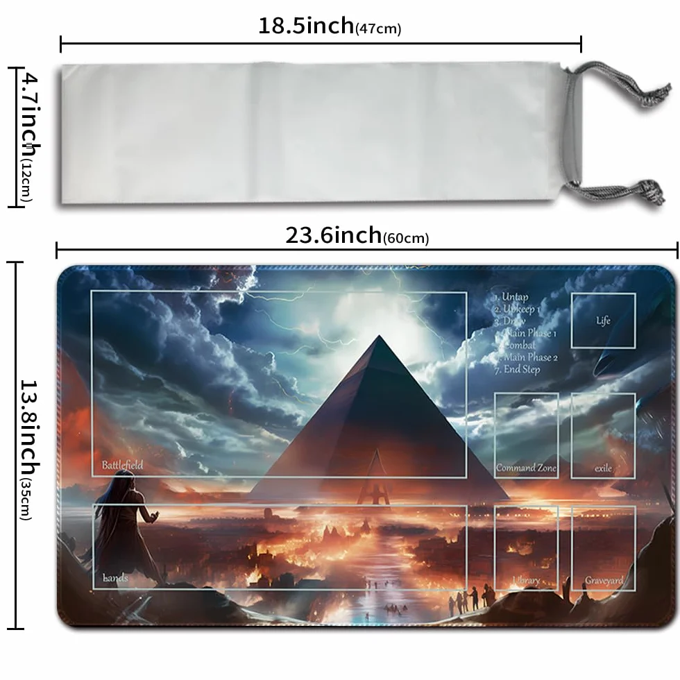 MTG Juego de alfombrillas + bolsa impermeable gratuita, bordes cosidos, superficie de goma suave, PlayMat con zonas (Angel of Flight Alabaster - All is Dust)